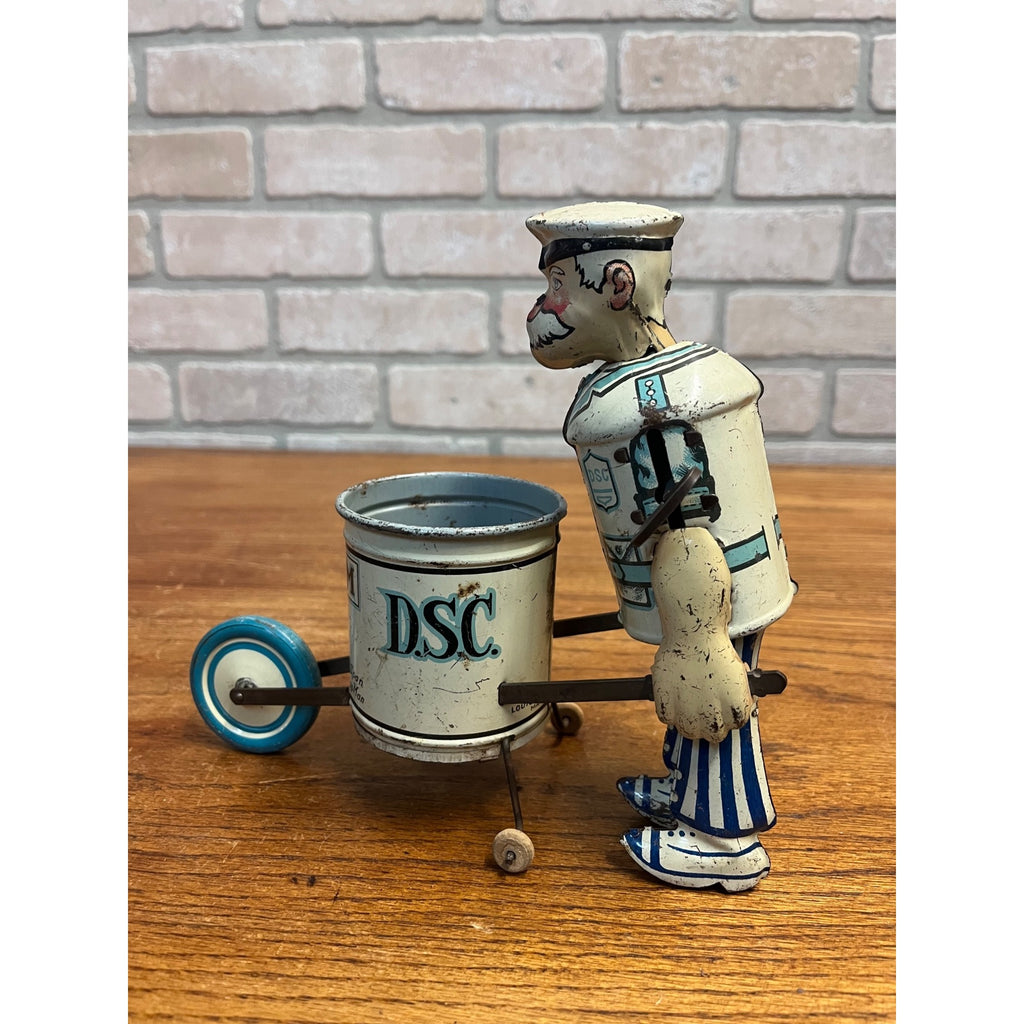 Vintage 1930s Marx Toys Tin Windup Tidy Tim Street Cleaner Toy