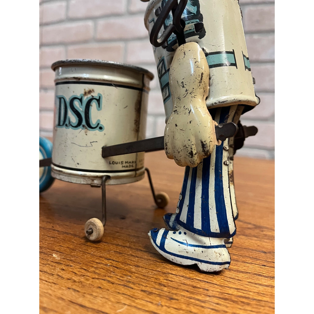 Vintage 1930s Marx Toys Tin Windup Tidy Tim Street Cleaner Toy