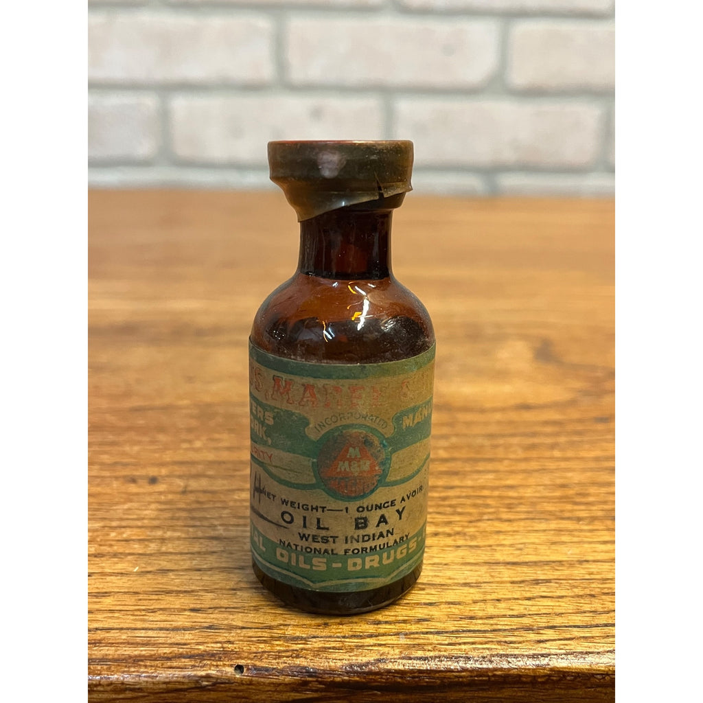 Antique Magnus Mabee Reynard Imitation Oil Bay NOS Unopened Amber Bottle Remedy