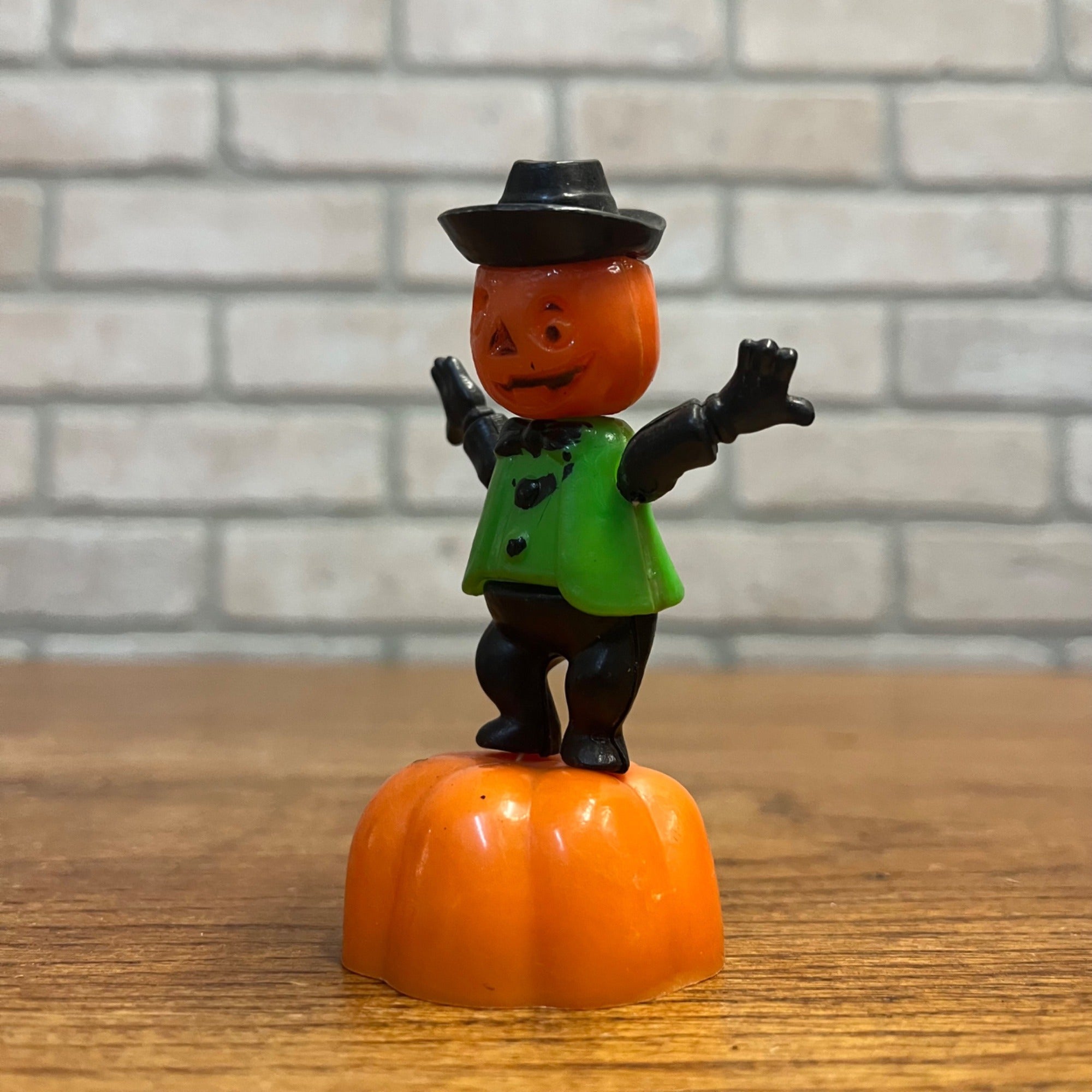 Vintage 1960s Halloween Lot Fun World Push Puppets Witch, Pumpkin Man, Black Cat