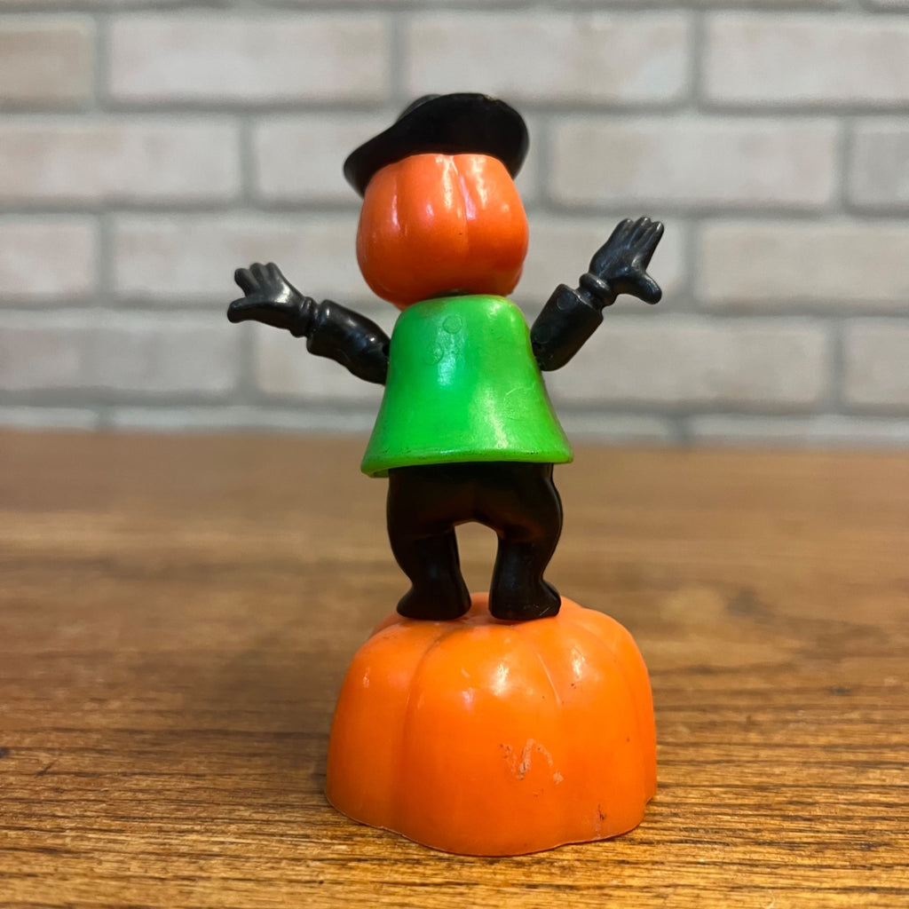 Vintage 1960s Halloween Lot Fun World Push Puppets Witch, Pumpkin Man, Black Cat