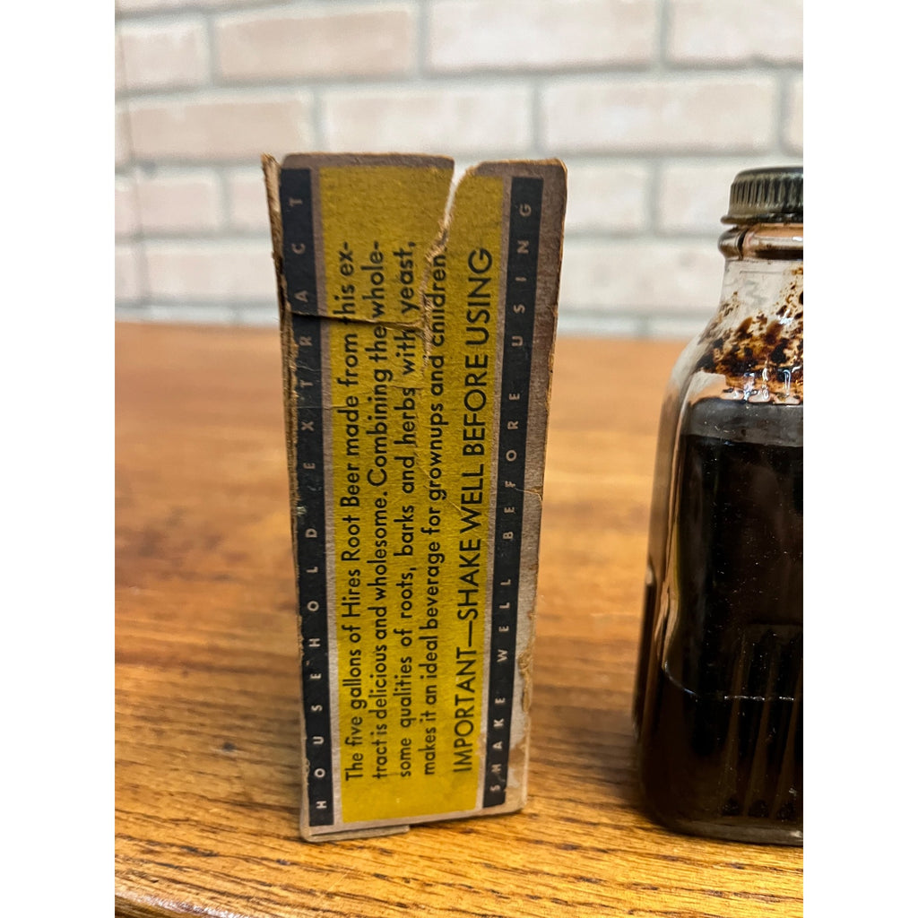 Vintage Hires Root Beer Household Extract Bottle W/ Instructions & Partial Box