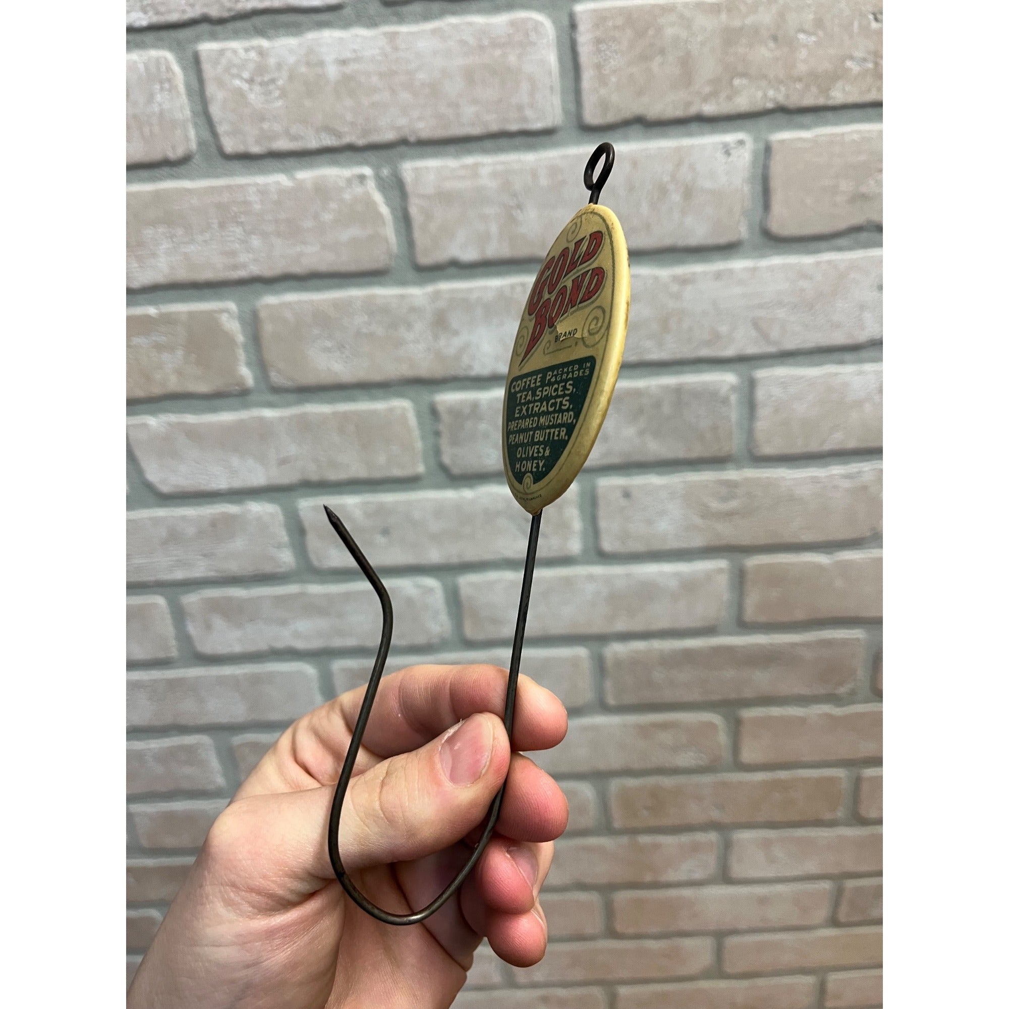 Antique Vintage Gold Bond Coffee Tea Celluloid Advertising Bill Hook Milwaukee