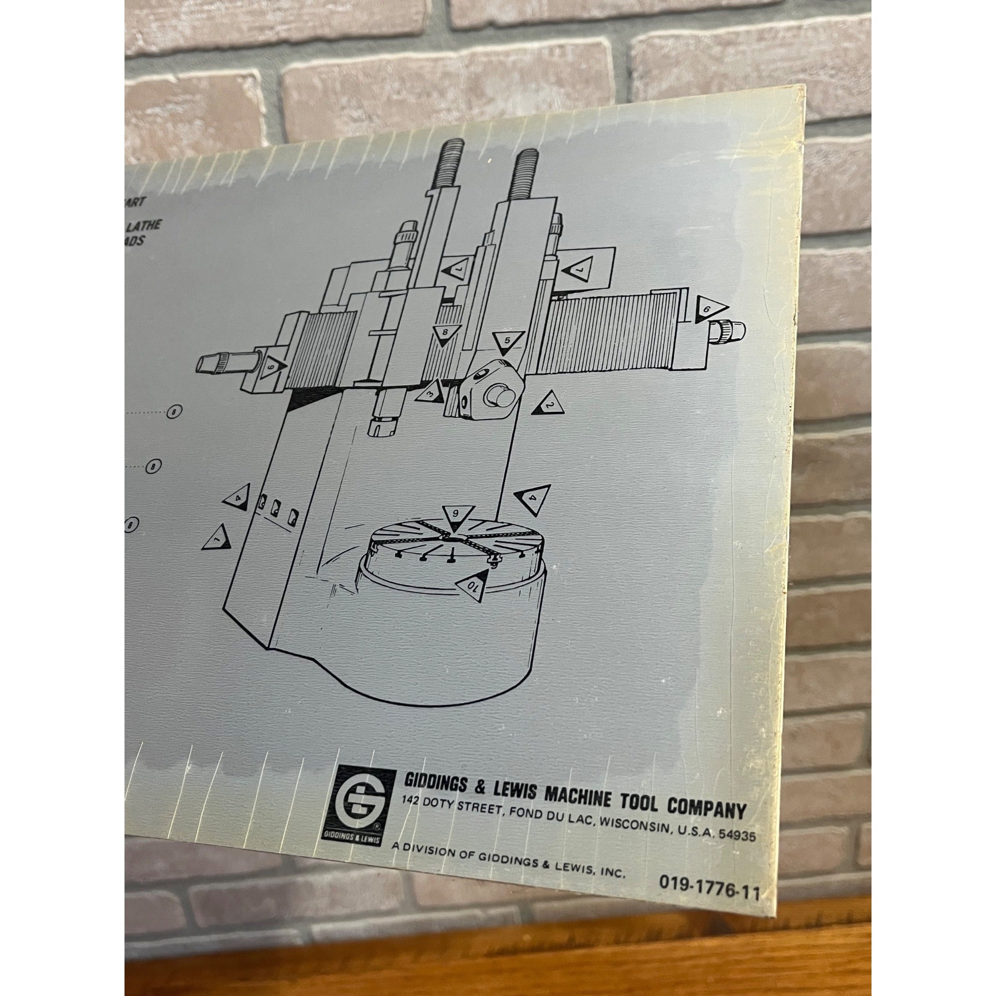 Vintage Giddings & Lewis Machine Tool Company Lubrication Chart Sign Advertising