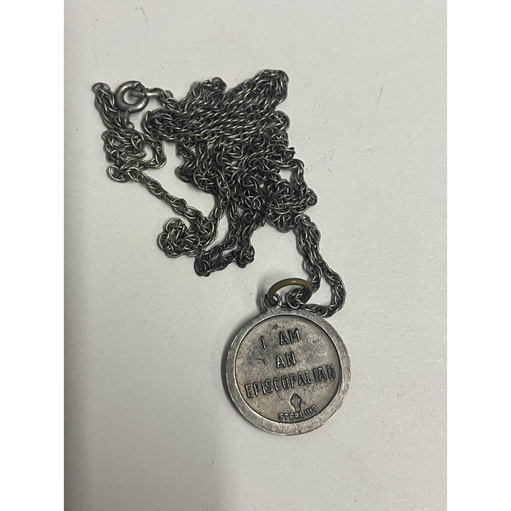 Sterling Silver Christian Medal Pendant Jesus Profile 'I am an Episcopalian’