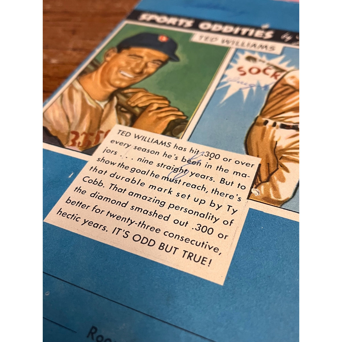 RARE Vintage 1951 Ted Williams Sports Oddities Notepad School Tablet Premium