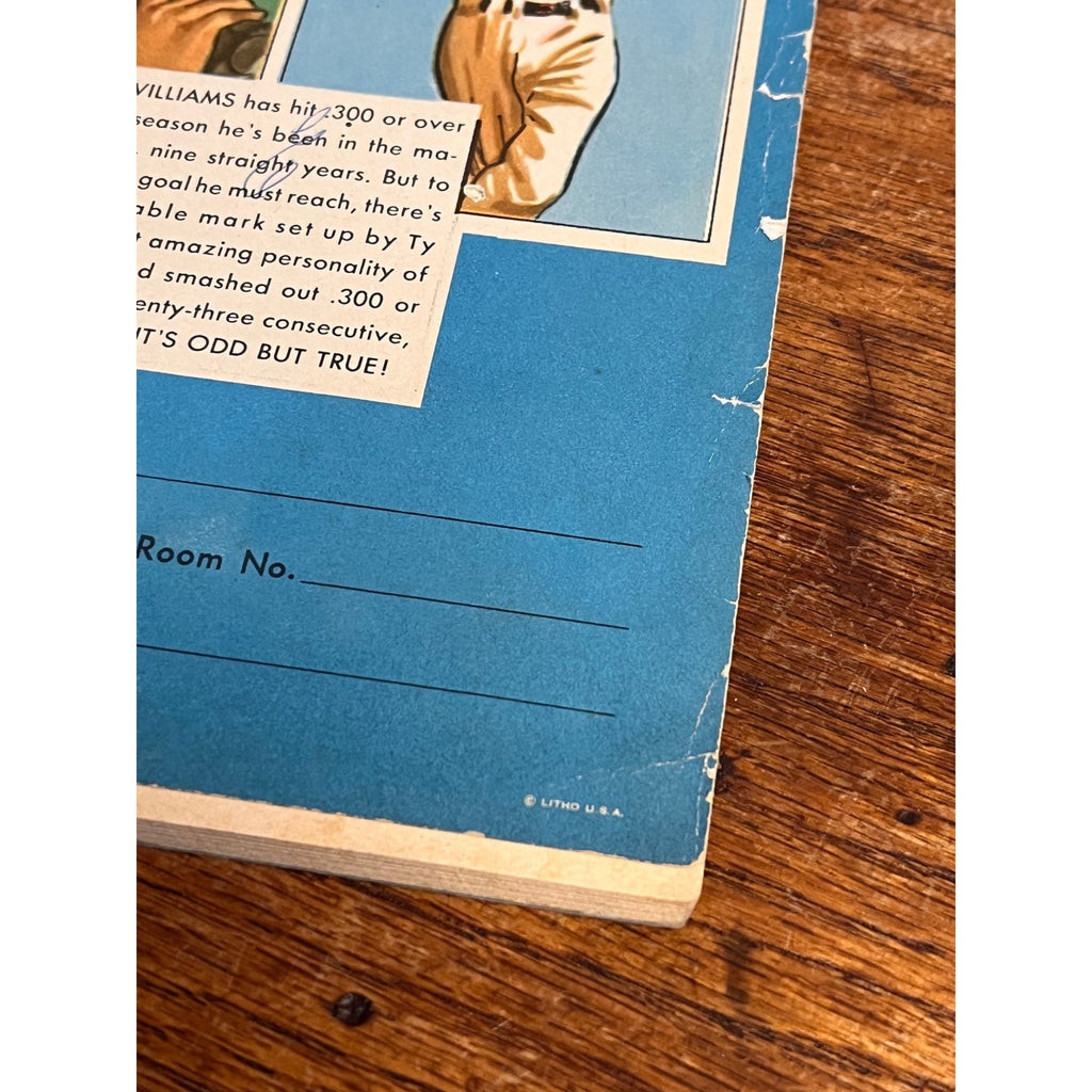 RARE Vintage 1951 Ted Williams Sports Oddities Notepad School Tablet Premium