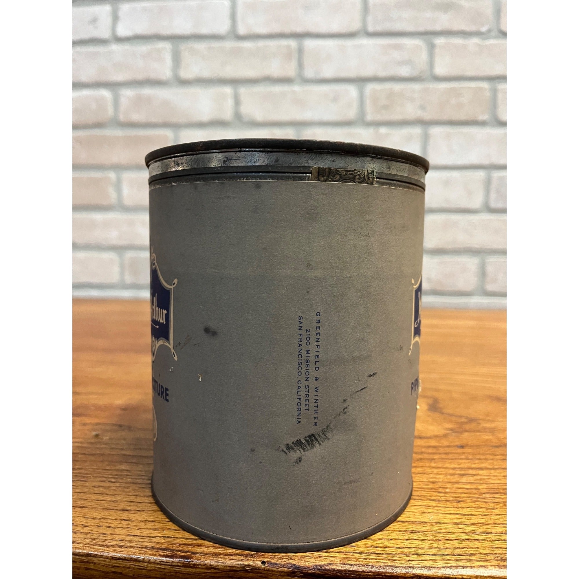 Vintage c1920s MacArthur Greenfield & Winther (G&W) Pipe Mixture Tobacco Tin Can