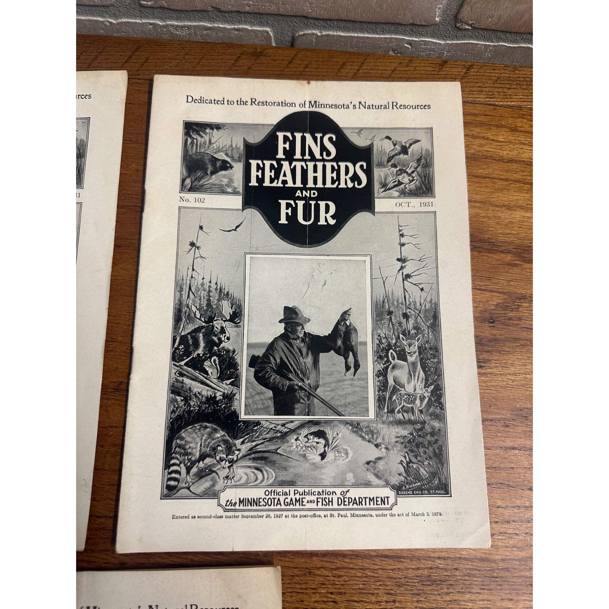 Vintage 1931 Fins, Feathers & Fur Minnesota Game & Fish Dept. Hunting Fishing Magazines