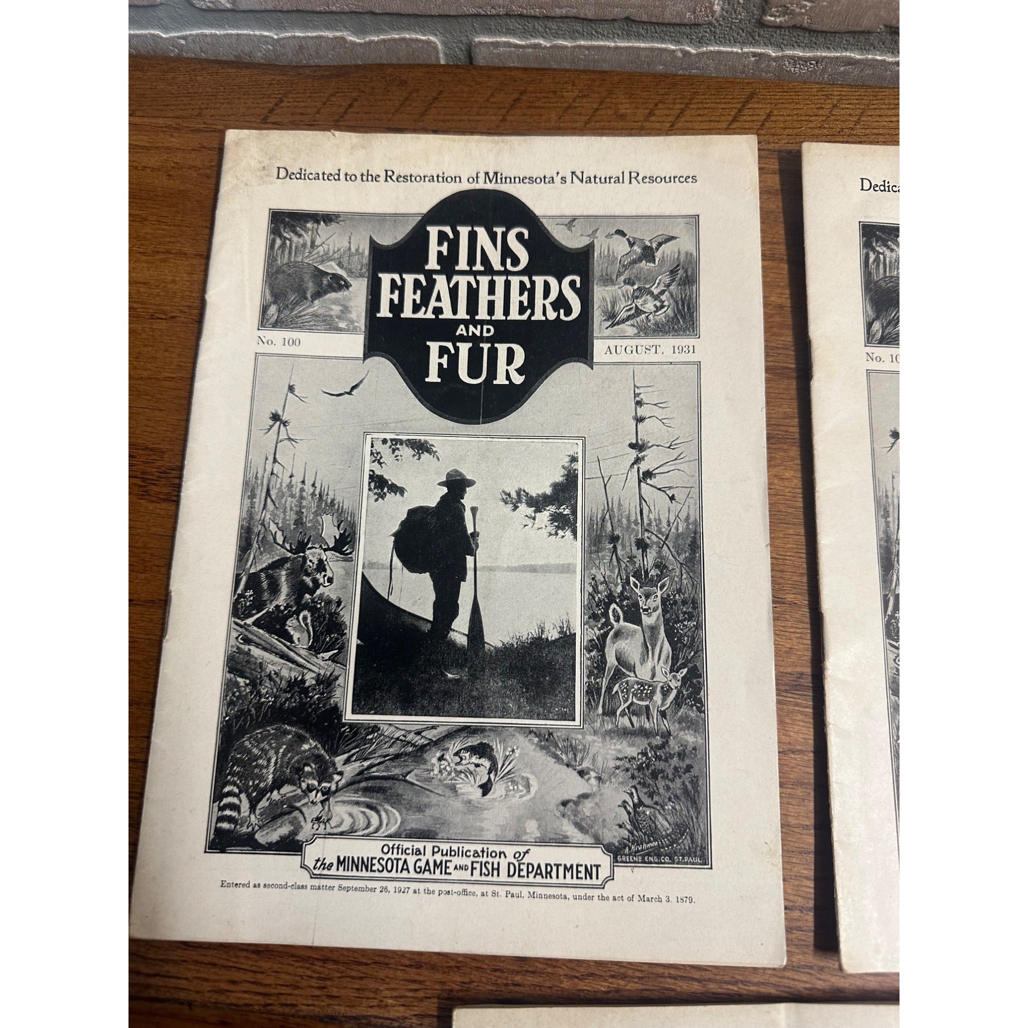 Vintage 1931 Fins, Feathers & Fur Minnesota Game & Fish Dept. Hunting Fishing Magazines