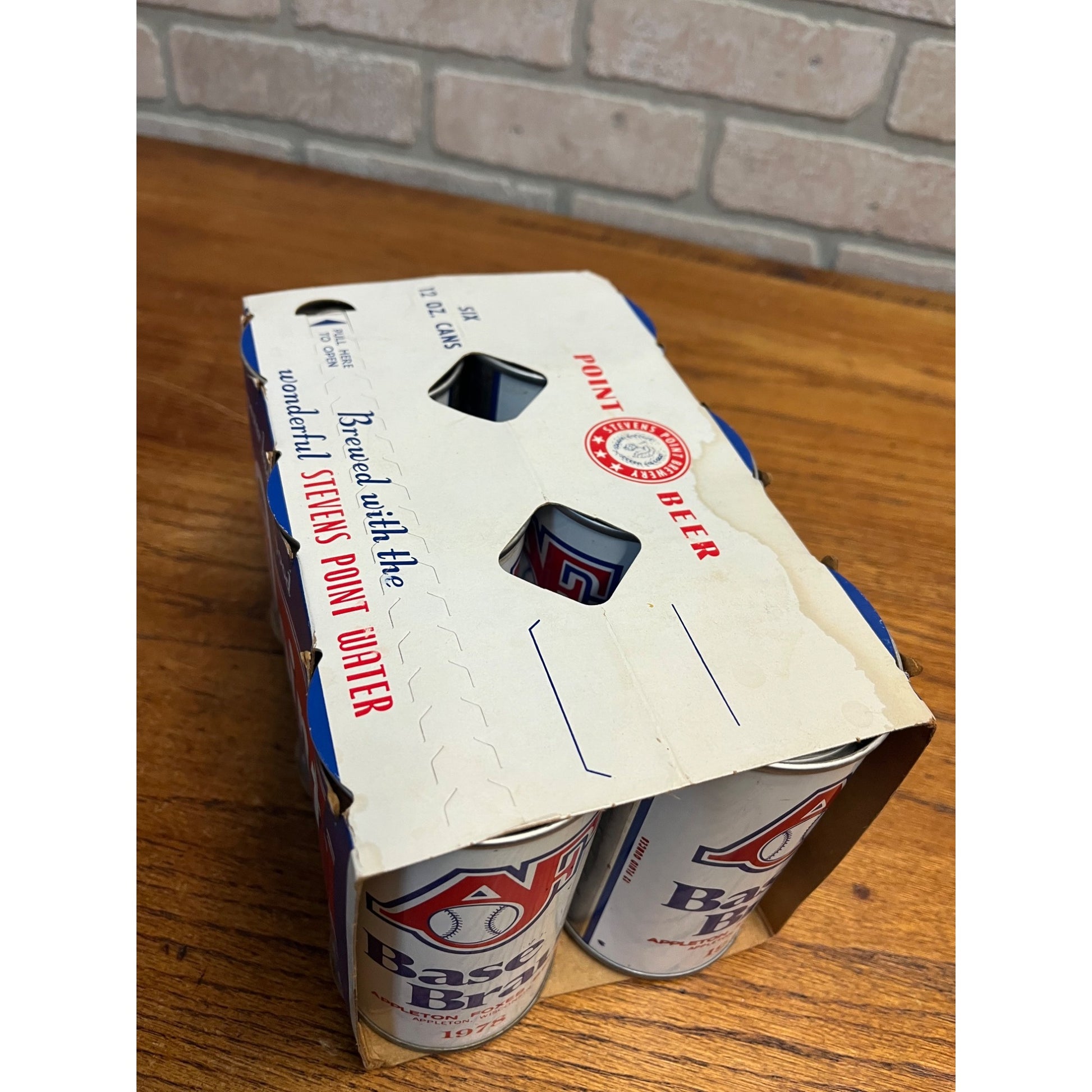 Vintage Point Beer 6-Pack Case Carrier w/ AF Basebrau Flat Cans Stevens Point WI
