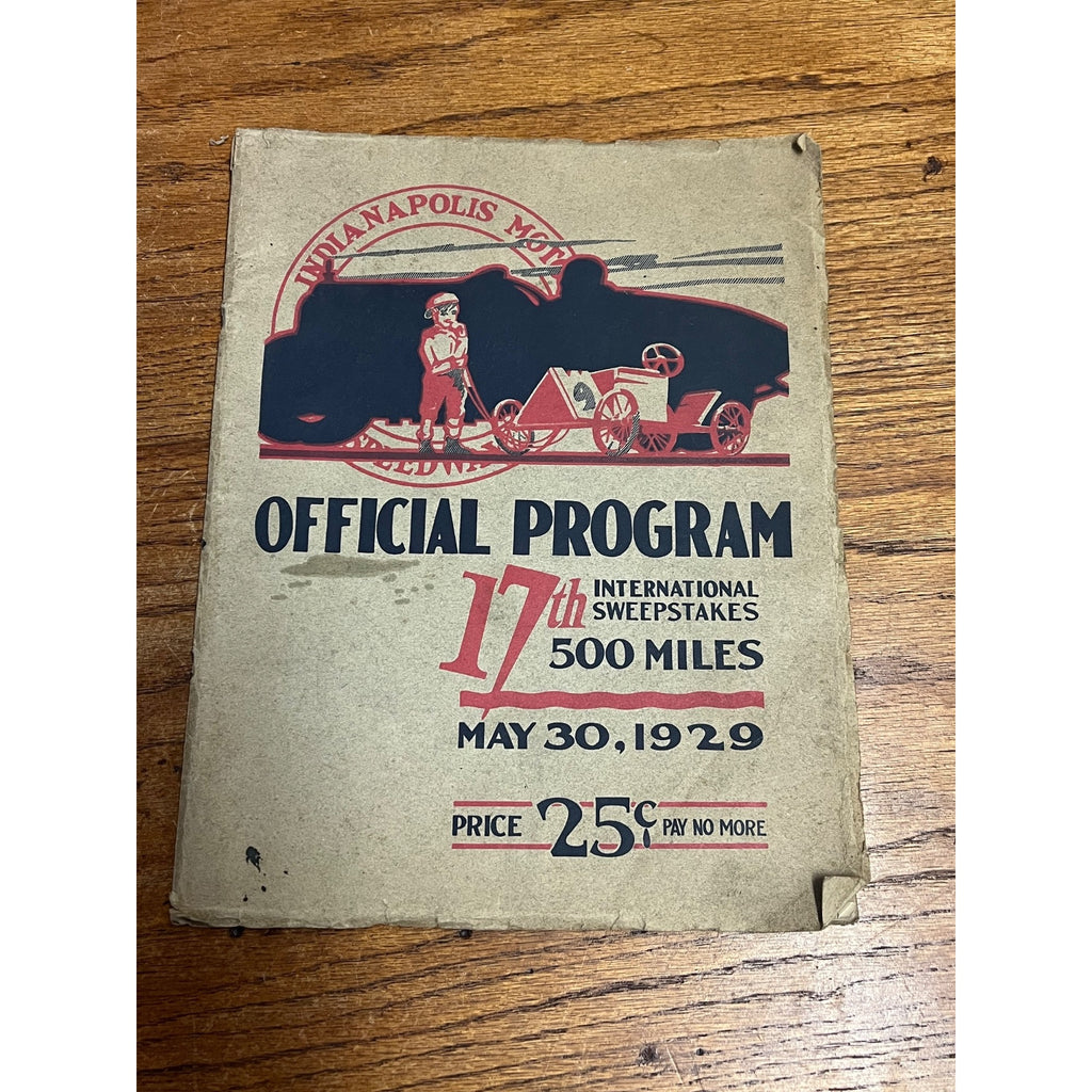 Original Vintage 1929 Indianapolis 500 Official Race Program Indy Auto Racing