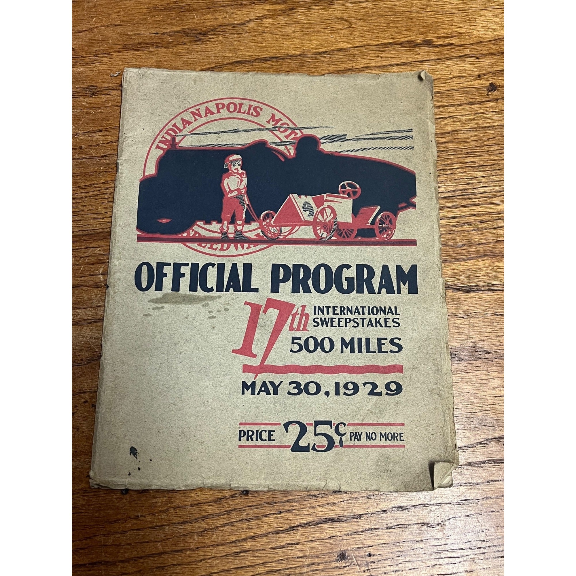 Original Vintage 1929 Indianapolis 500 Official Race Program Indy Auto Racing
