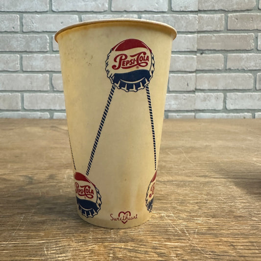 Vintage 12oz Pepsi Cola Single Dot Bouncing Chain Soda Promo Wax Paper Cup