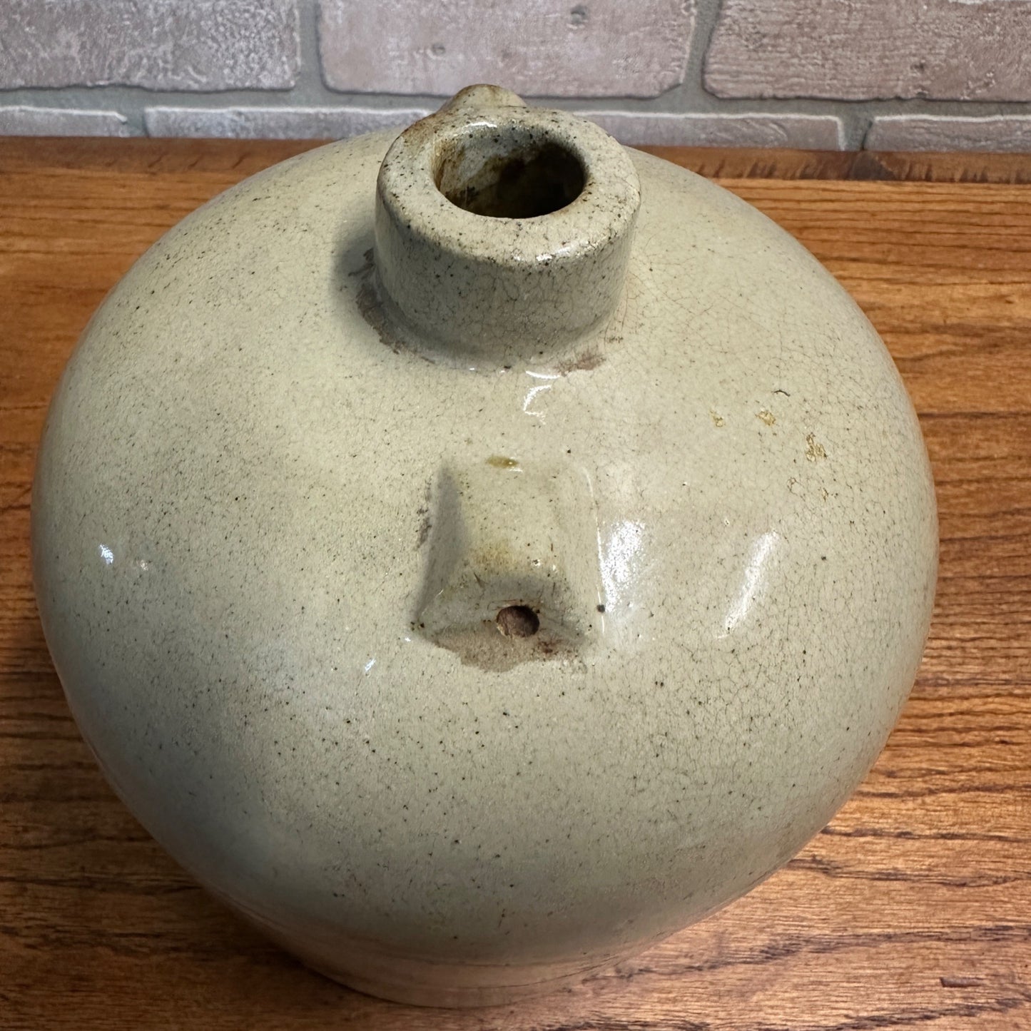 Antique Stoneware Water Jug Crock 1 Gallon No Bail Handle Cream