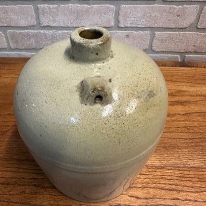 Antique Stoneware Water Jug Crock 1 Gallon No Bail Handle Cream