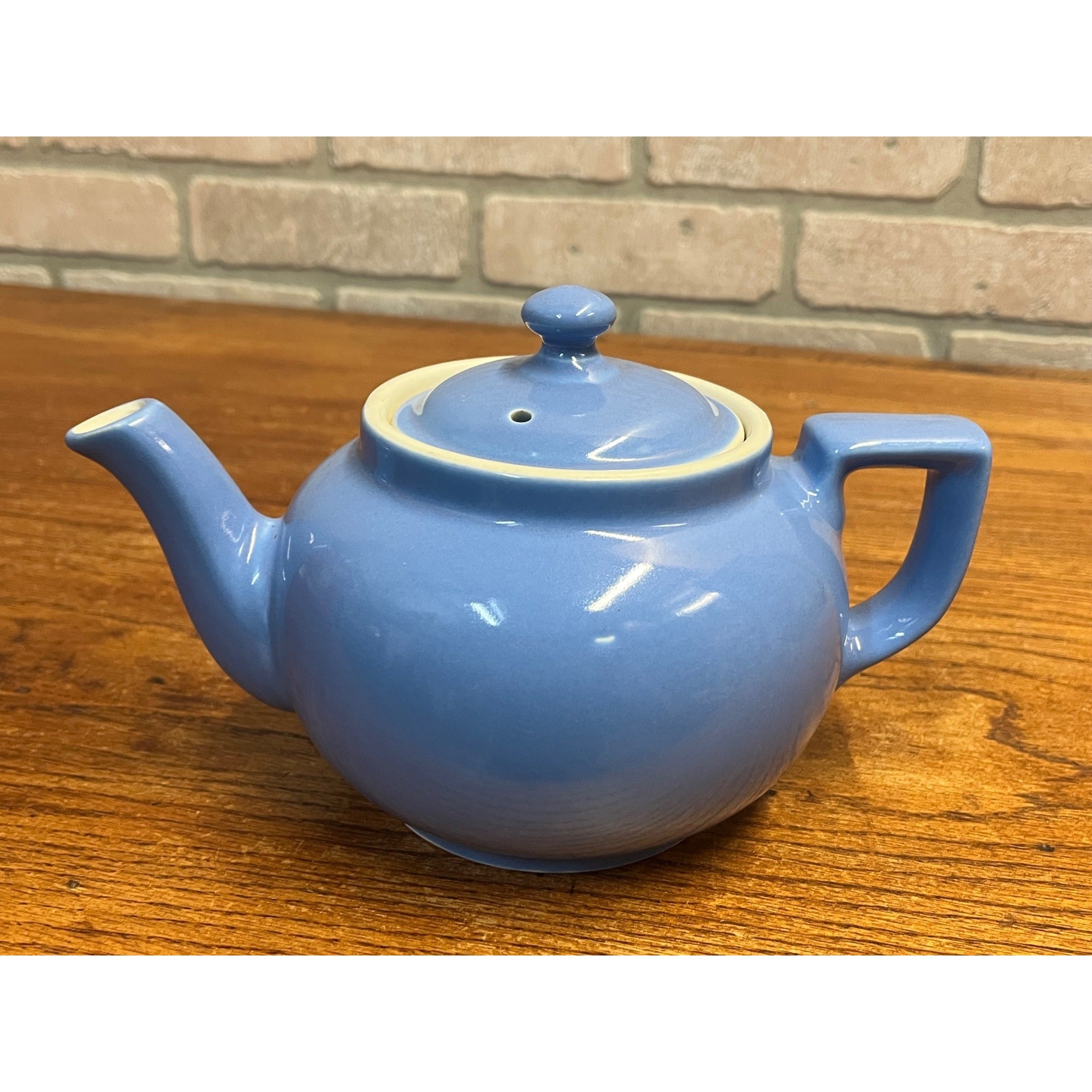 Vintage Mid-Century Glazed Ceramic Hall Teapot Cornflower Blue MCM USA