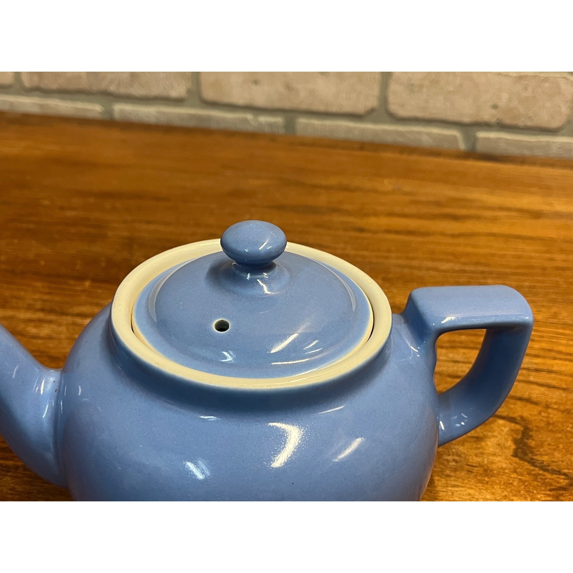 Vintage Mid-Century Glazed Ceramic Hall Teapot Cornflower Blue MCM USA
