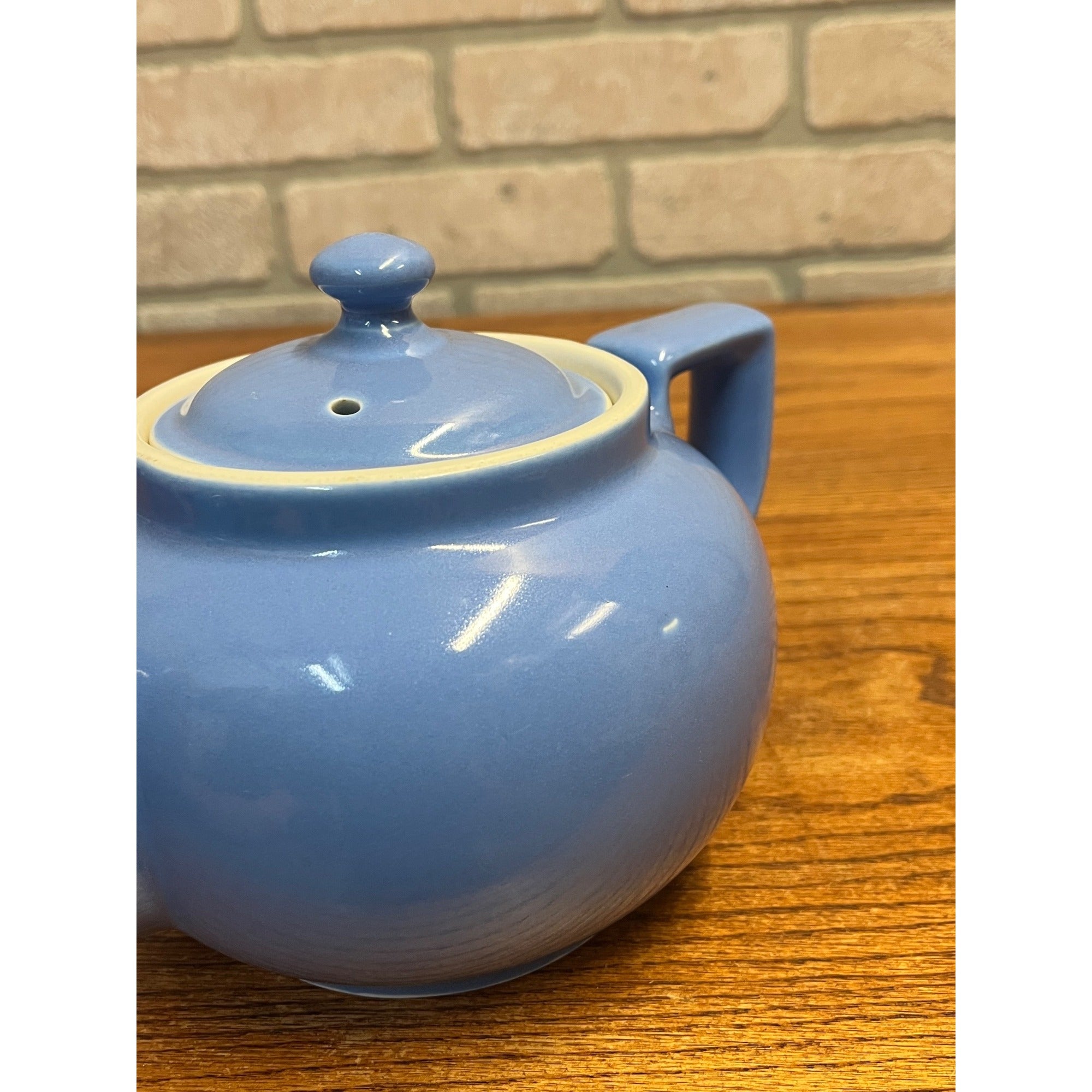 Vintage Mid-Century Glazed Ceramic Hall Teapot Cornflower Blue MCM USA