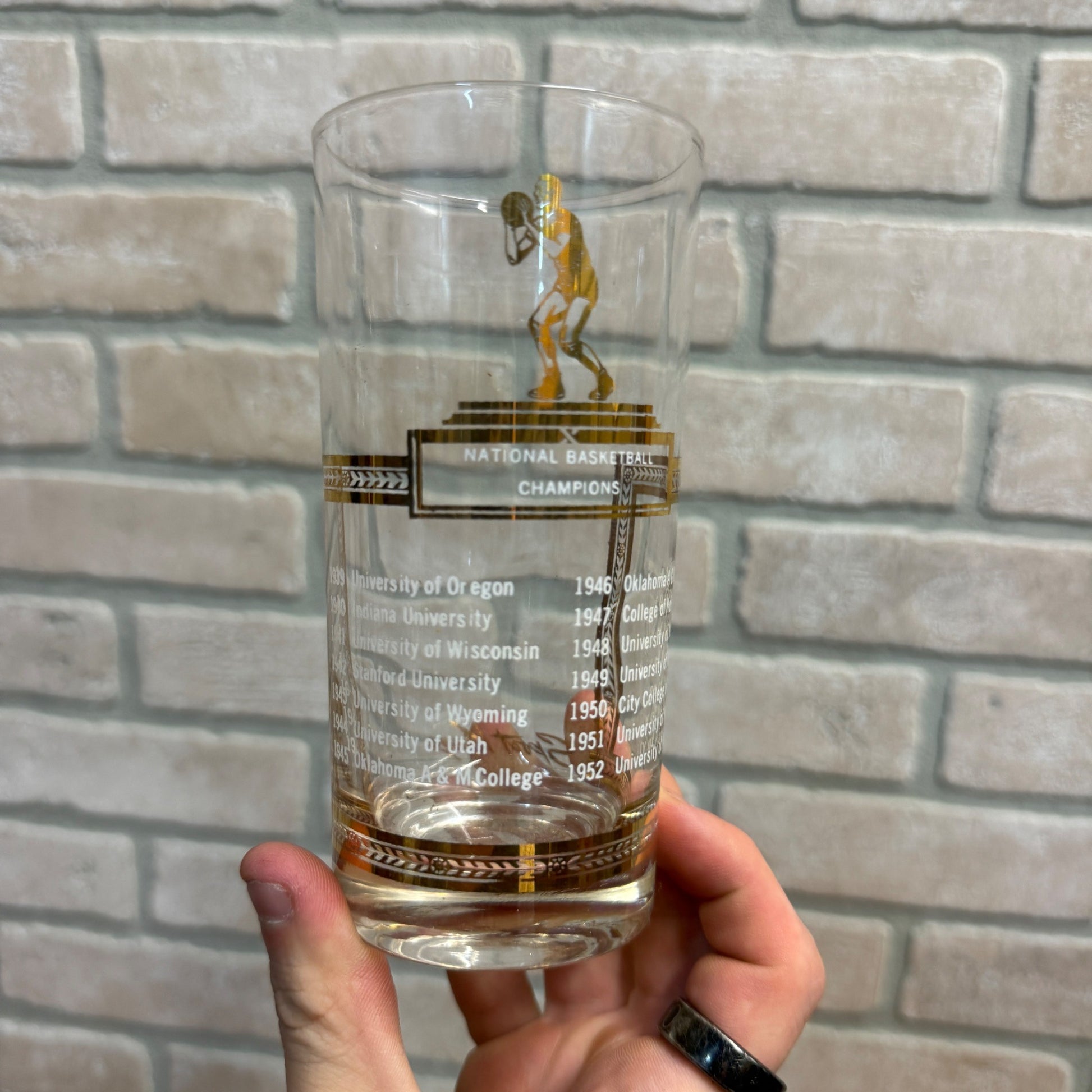 Rare Vintage 1939-1952 National Collegiate Basketball Champions Glass NCAA