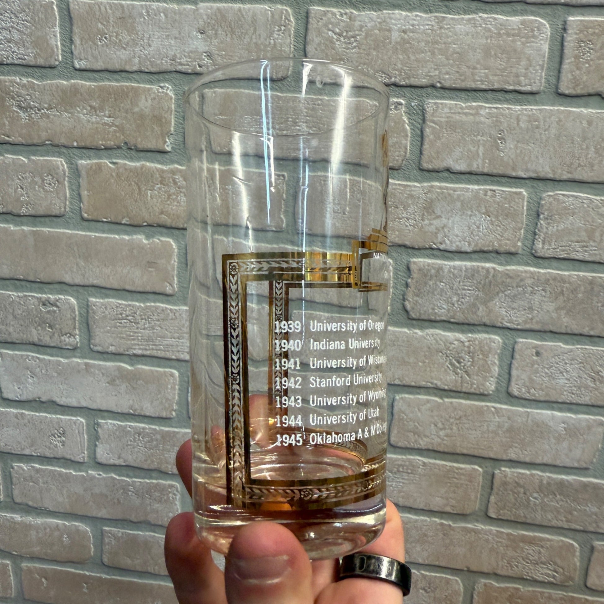 Rare Vintage 1939-1952 National Collegiate Basketball Champions Glass NCAA