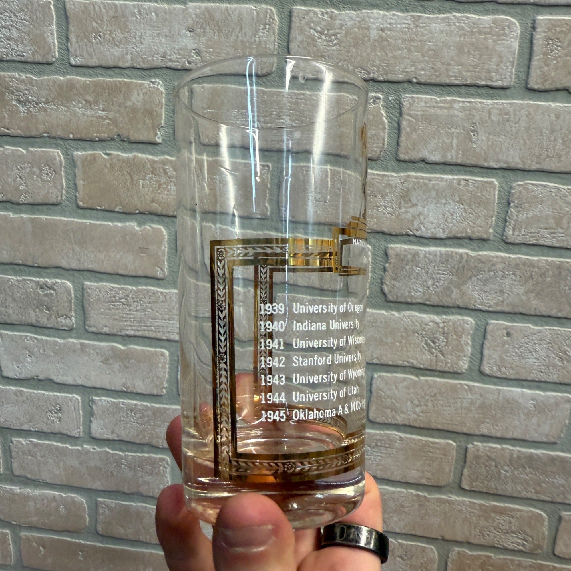 Rare Vintage 1939-1952 National Collegiate Basketball Champions Glass NCAA