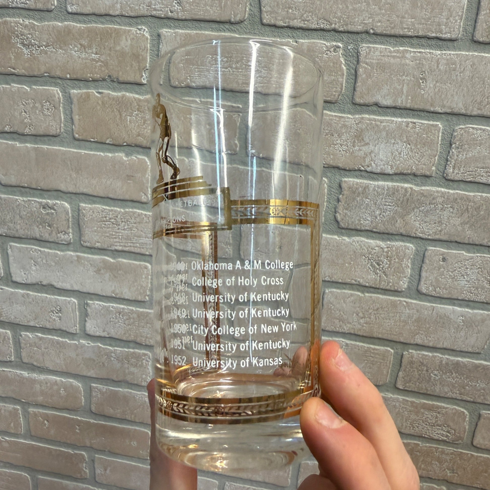 Rare Vintage 1939-1952 National Collegiate Basketball Champions Glass NCAA