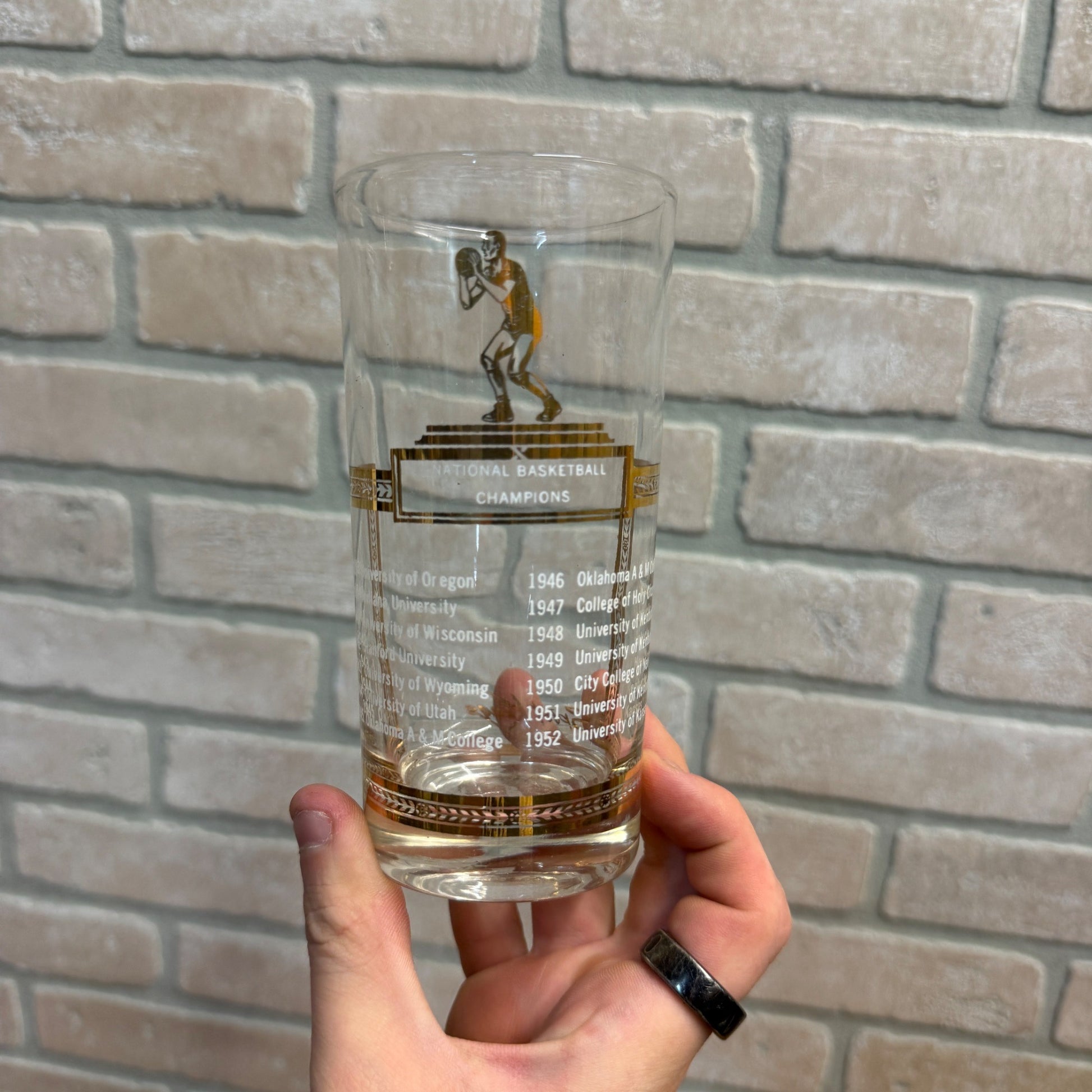 Rare Vintage 1939-1952 National Collegiate Basketball Champions Glass NCAA