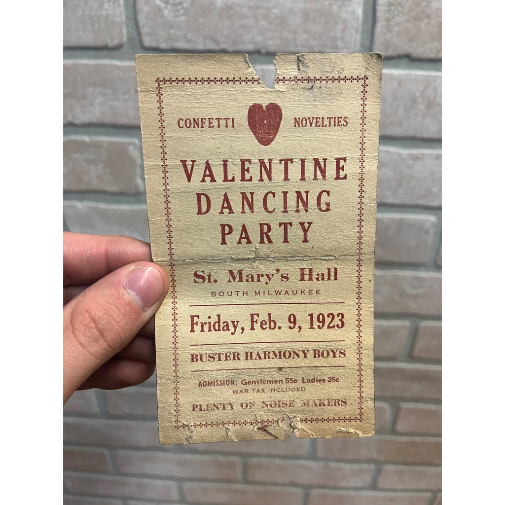 Vintage Dance Invitation Card Milwaukee Wis Valentine Party St Mary's Hall 1923