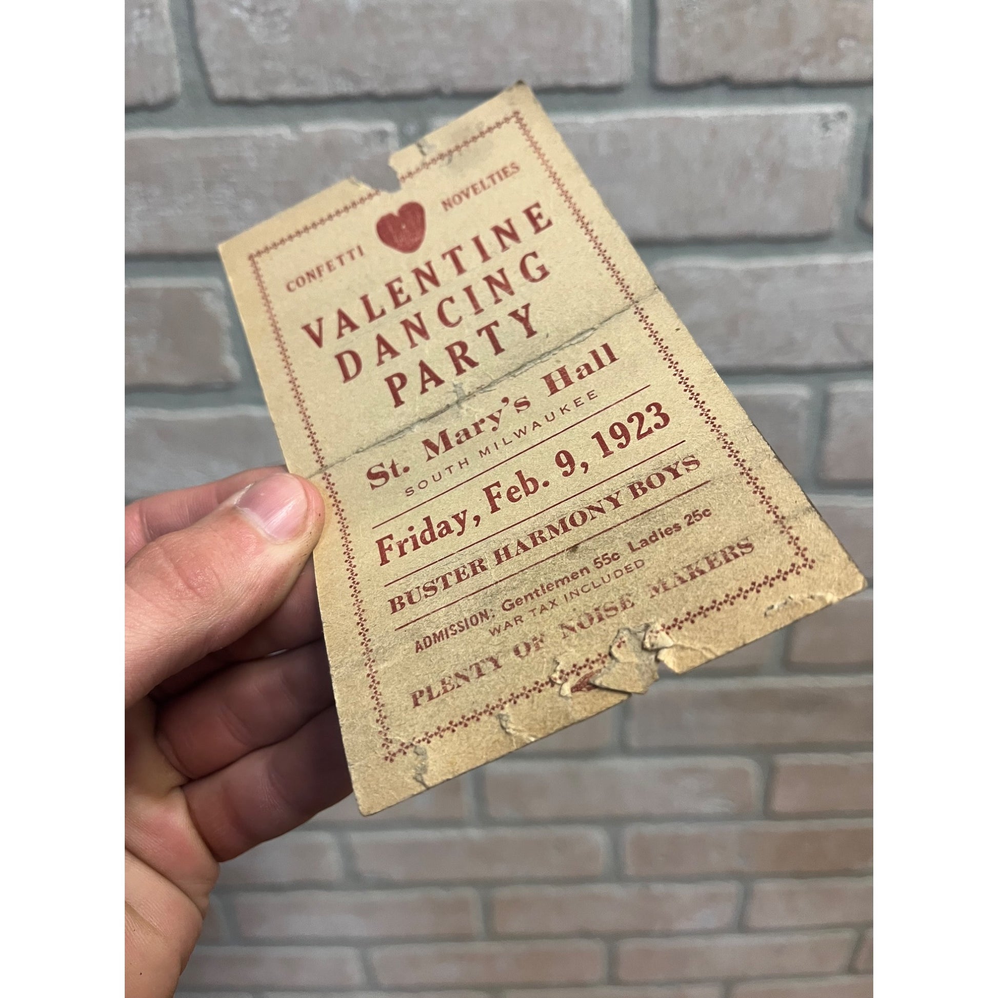 Vintage Dance Invitation Card Milwaukee Wis Valentine Party St Mary's Hall 1923