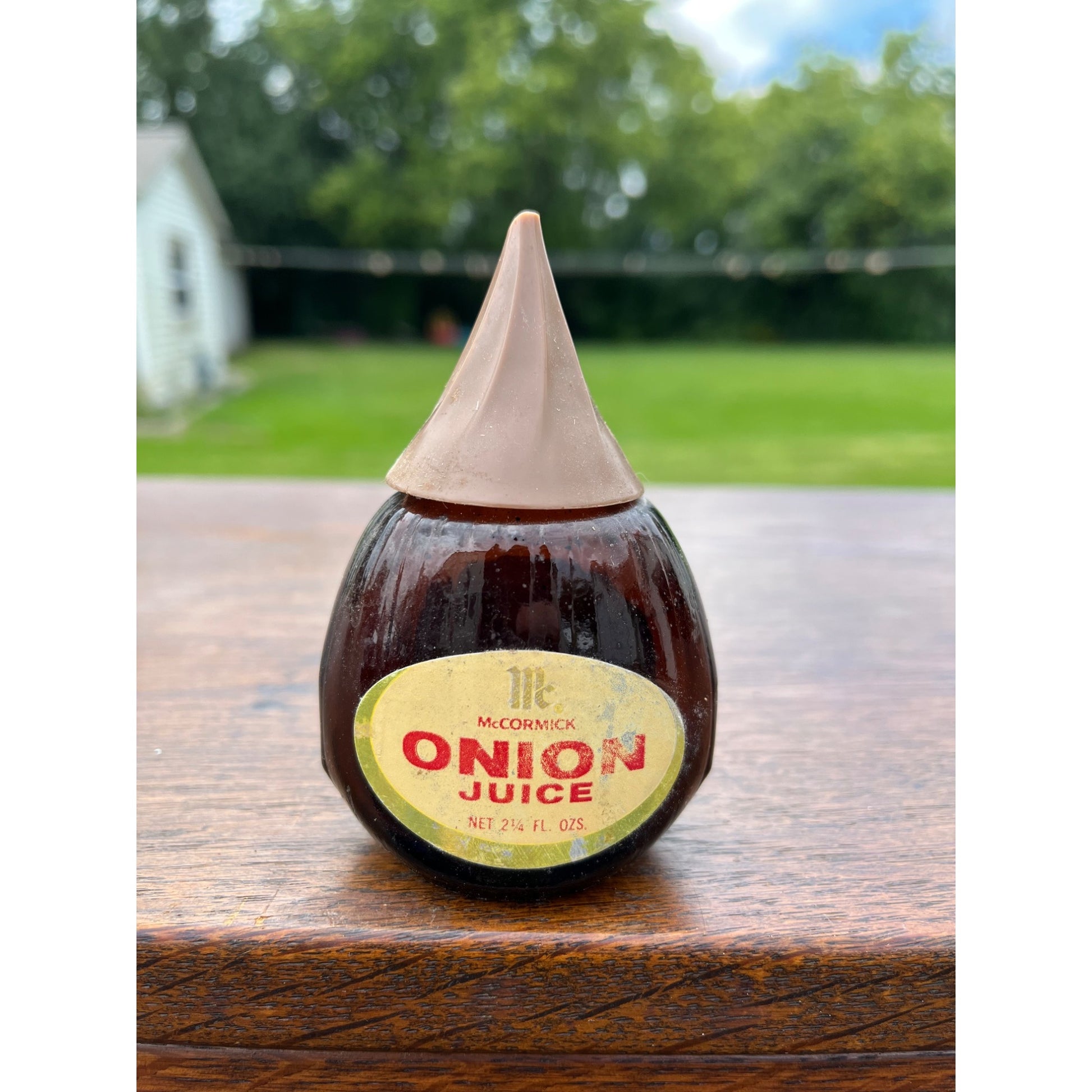 Vintage McCormick Onion Juice Glass Bottle Spice Kitchen Advertising Can