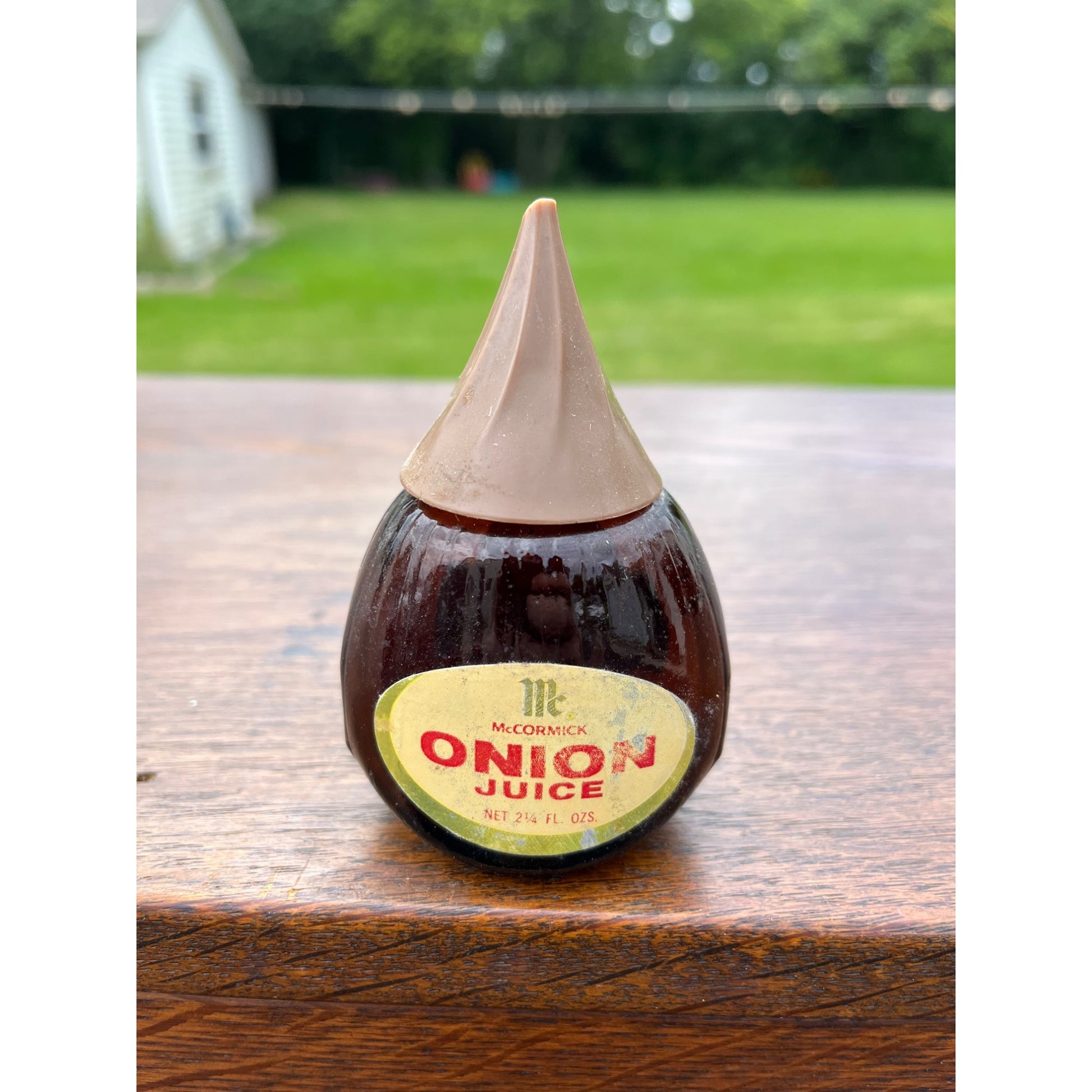 Vintage McCormick Onion Juice Glass Bottle Spice Kitchen Advertising Can