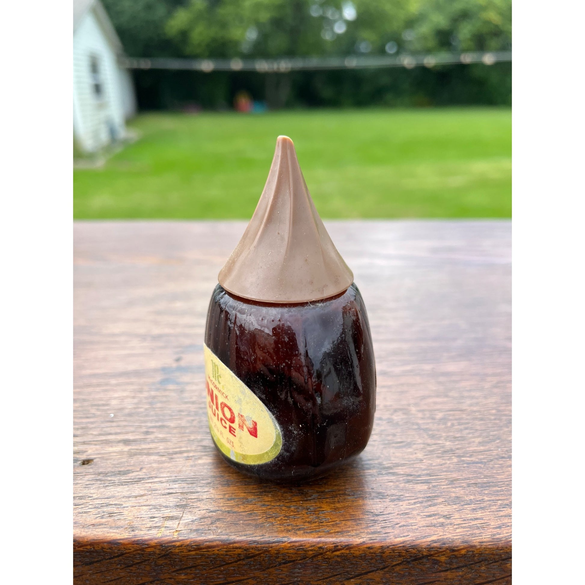 Vintage McCormick Onion Juice Glass Bottle Spice Kitchen Advertising Can