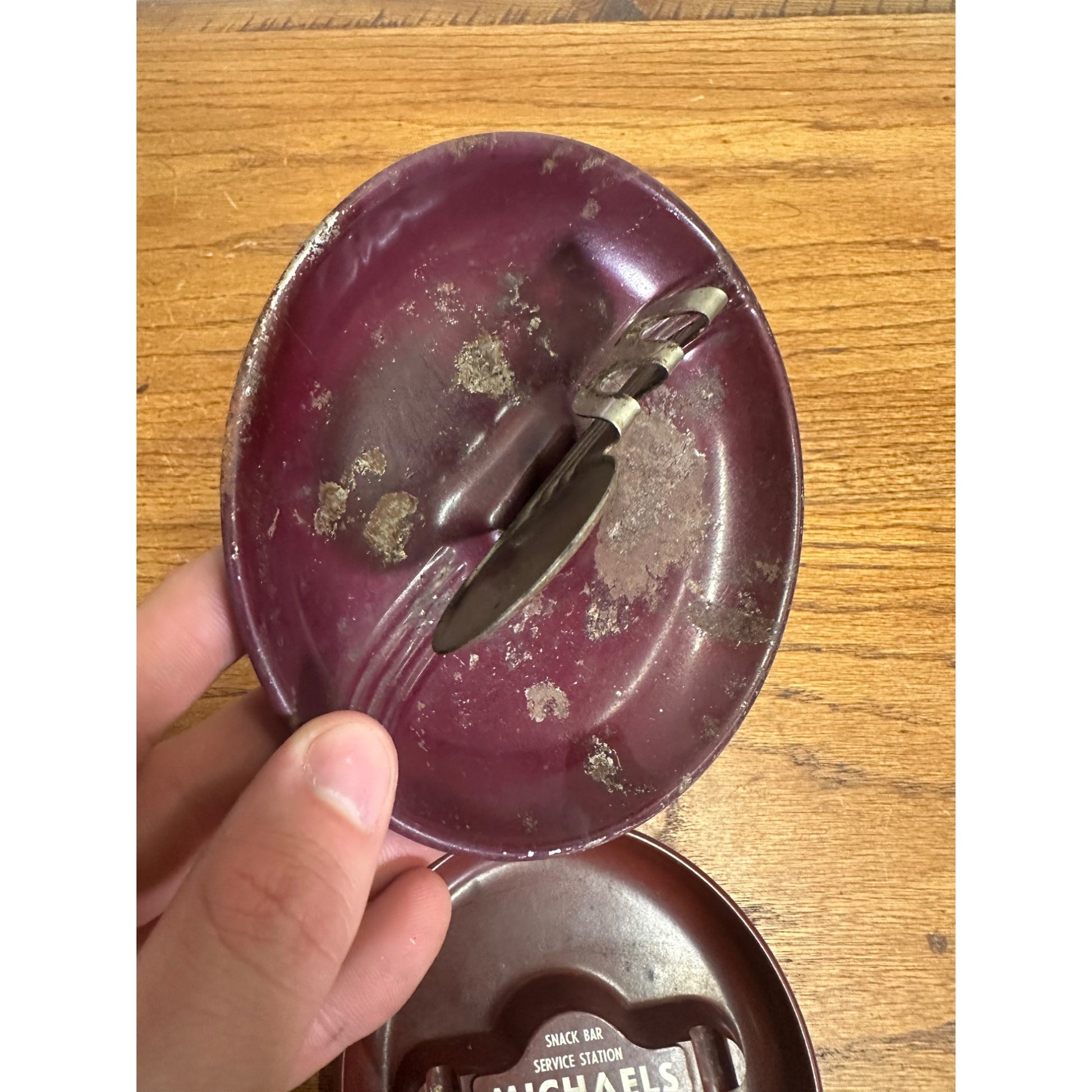 Vintage Michael's Service Station & Snack Bar Advertising Ashtrays Waupun Wis WI