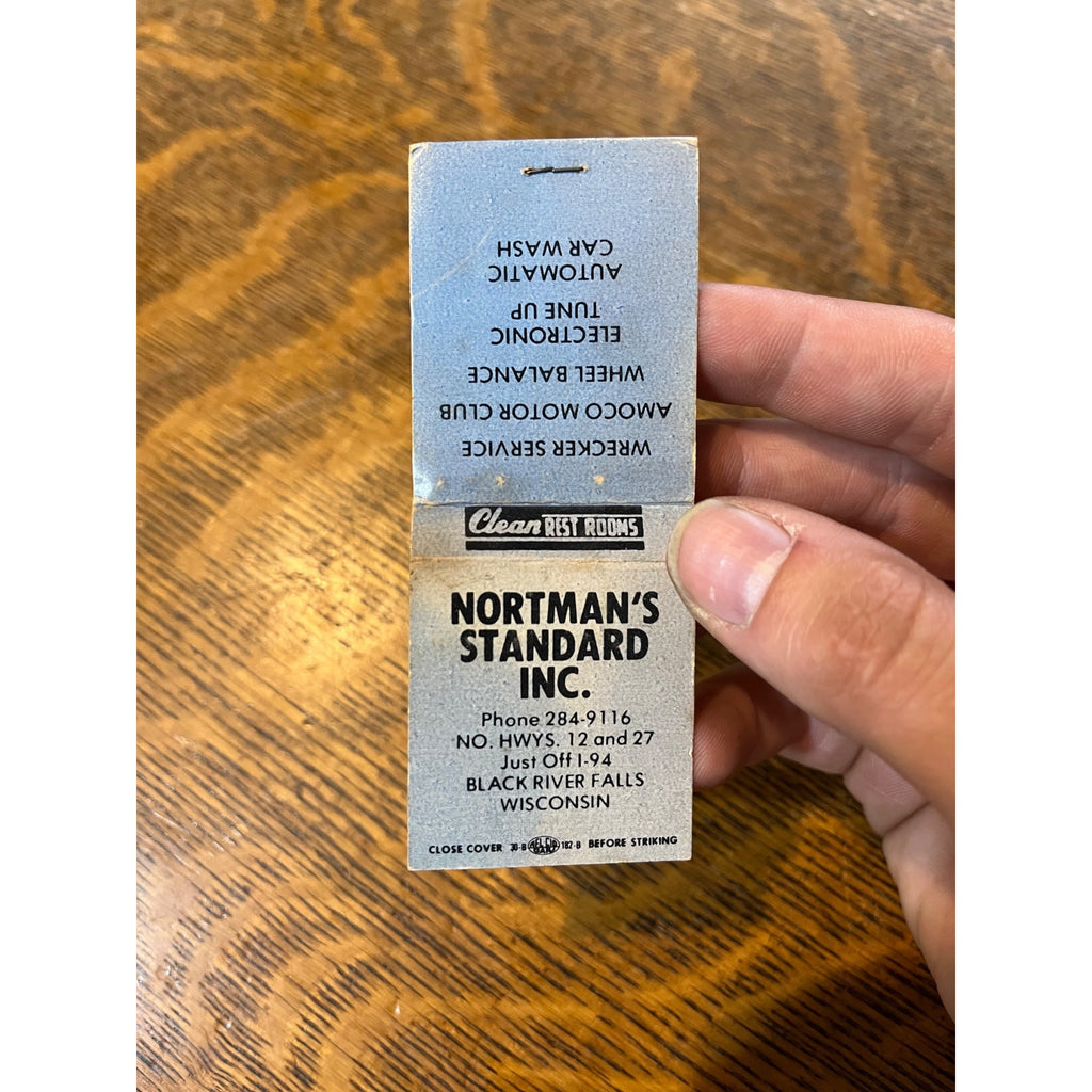 Vintage Matchbook Advertising - Nortman's Standard Inc. - Black River Falls, Wis.