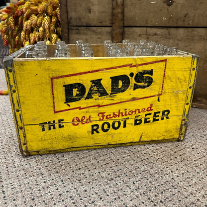 RARE Vtg 30s Dads Root Beer Wooden Crate Iron Mountain Michigan Big Jr Bottles