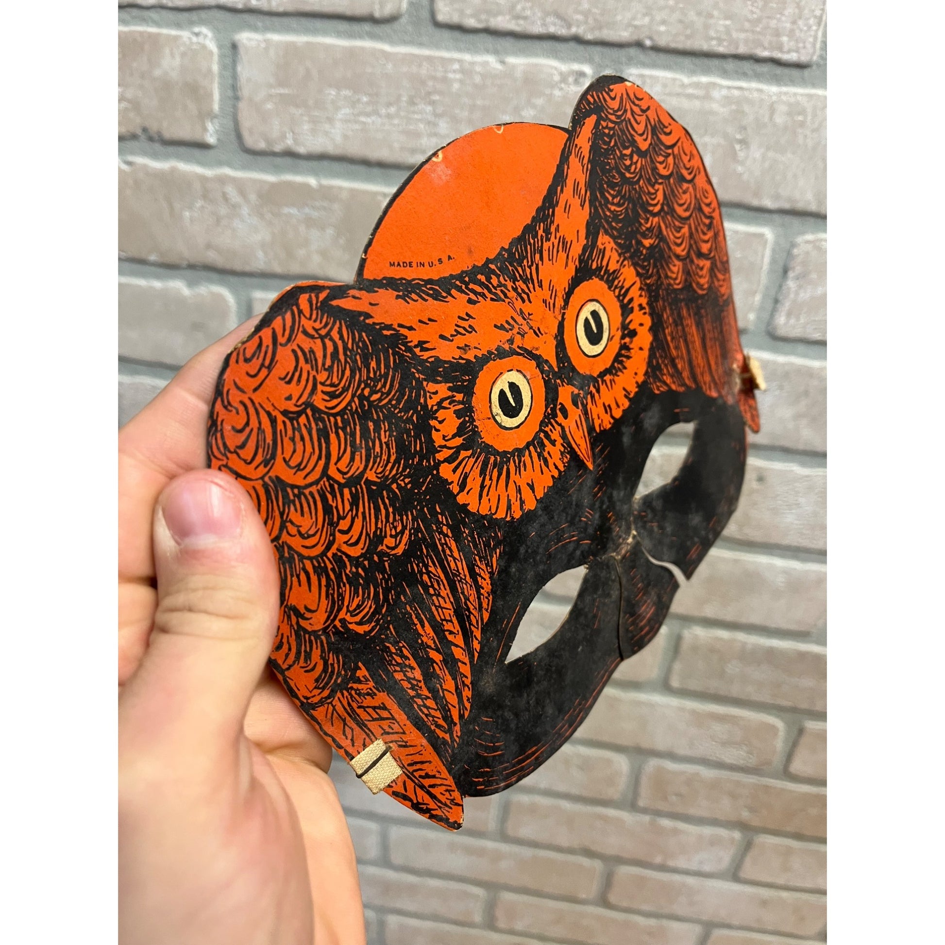 SCARCE Antique Halloween Besitle Domino Party Mask 1926-1931 Hat OWL Vintage