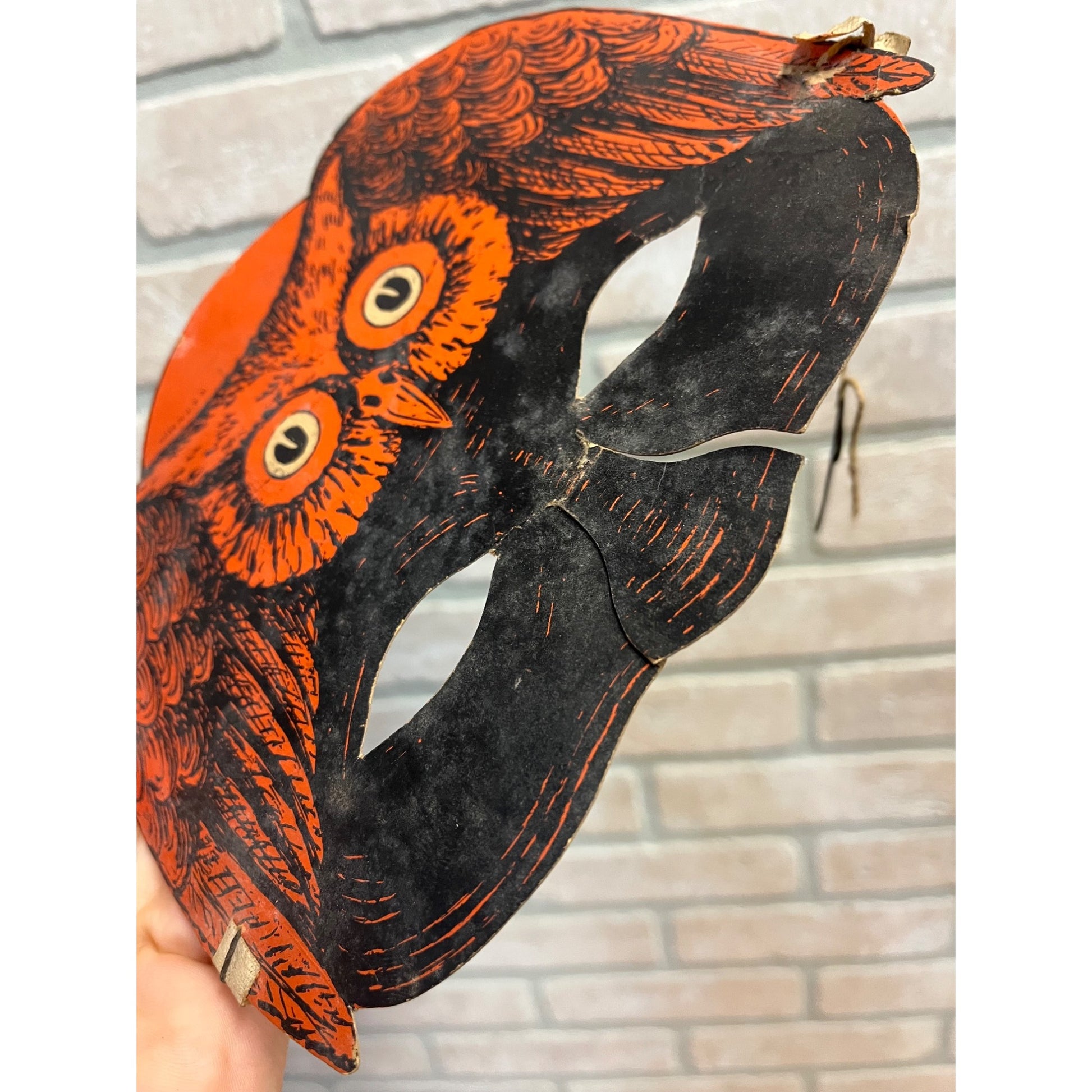 SCARCE Antique Halloween Besitle Domino Party Mask 1926-1931 Hat OWL Vintage