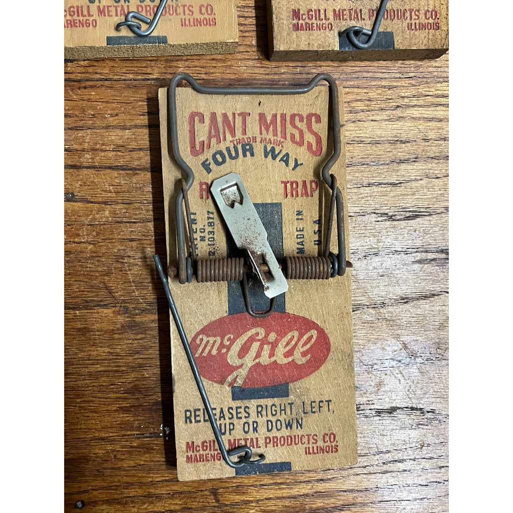 Lot of 3 Vintage Can't Miss Four Way Rat Trap McGill Wood Wooden USA