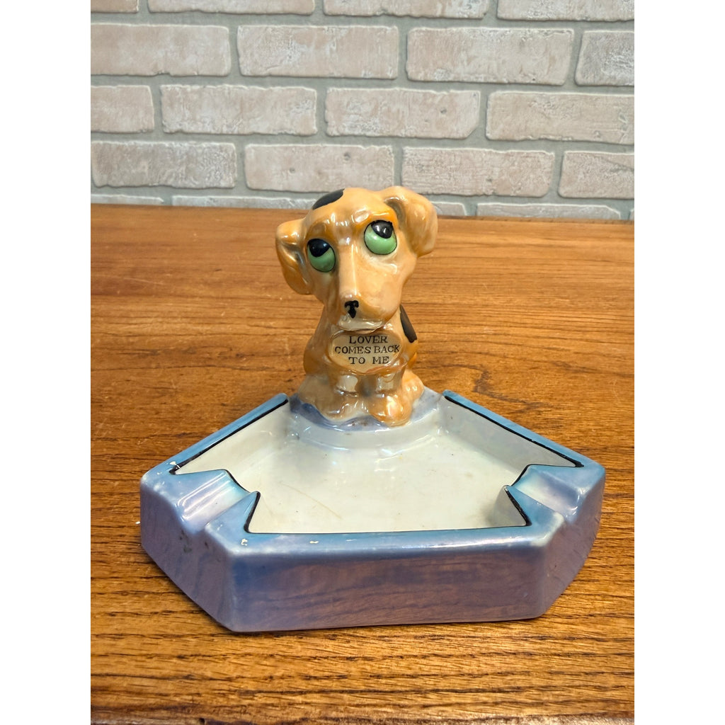 1950's Japan Ceramic DOG ASHTRAY "Lover Comes Back To Me" Lusterware KITSCHY