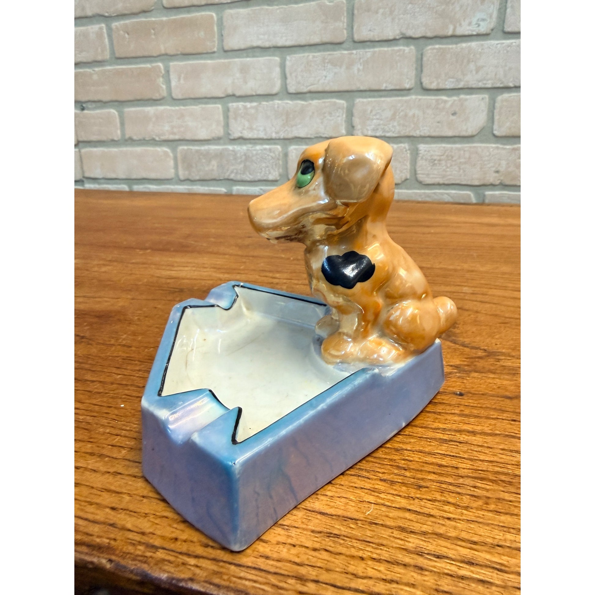 1950's Japan Ceramic DOG ASHTRAY "Lover Comes Back To Me" Lusterware KITSCHY