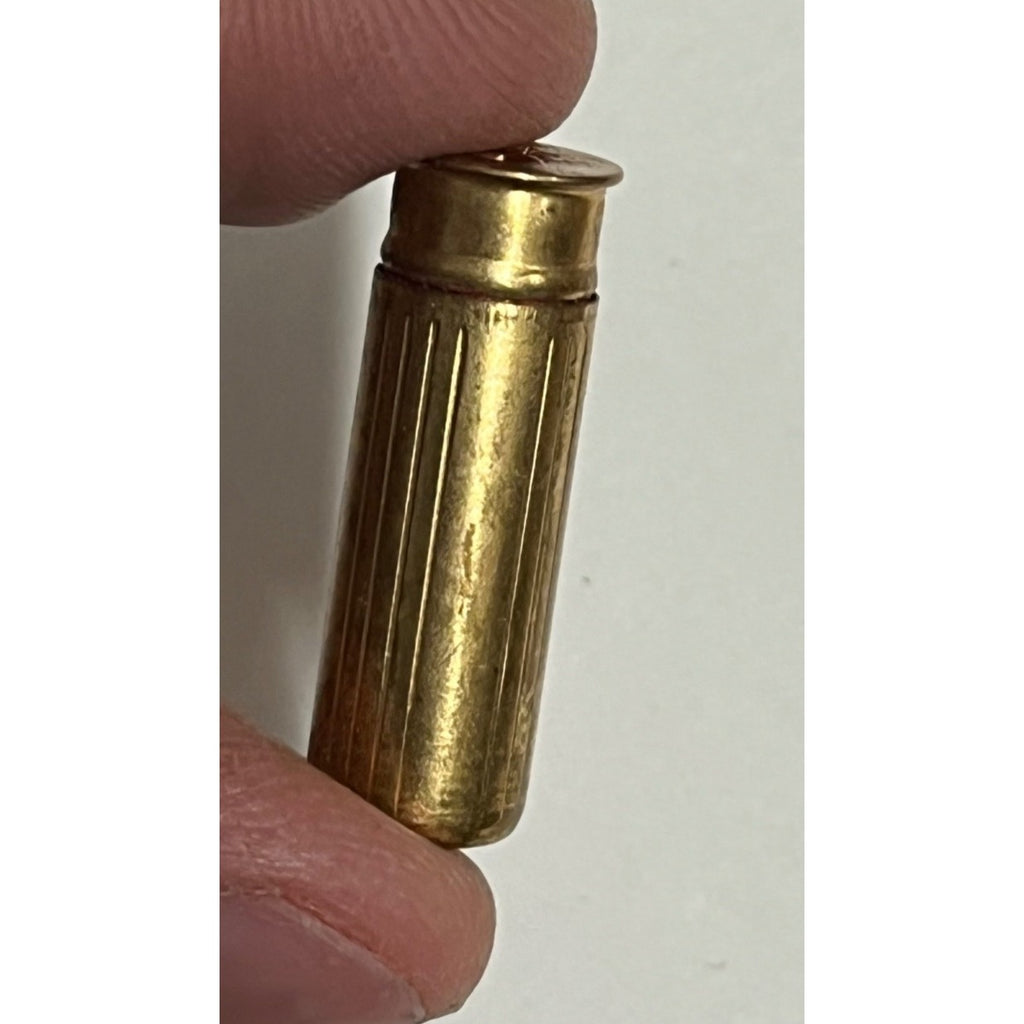 Vintage 1940s Avon Products Blue Jewel Brass Lipstick Miniature Tube 1" Travel