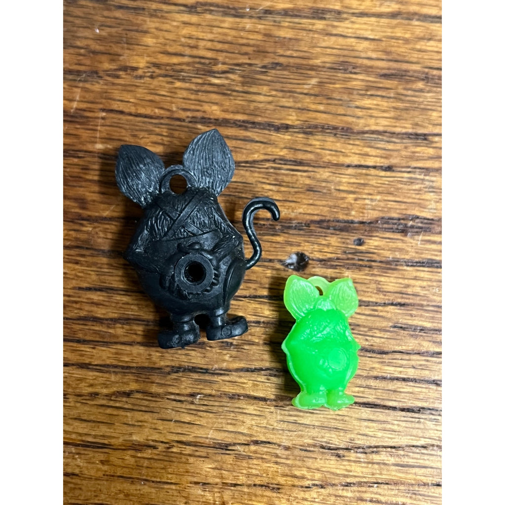 Vintage Original 1960s RAT FINK Gumball Ring Charms Lot (2) Black & Neon Green