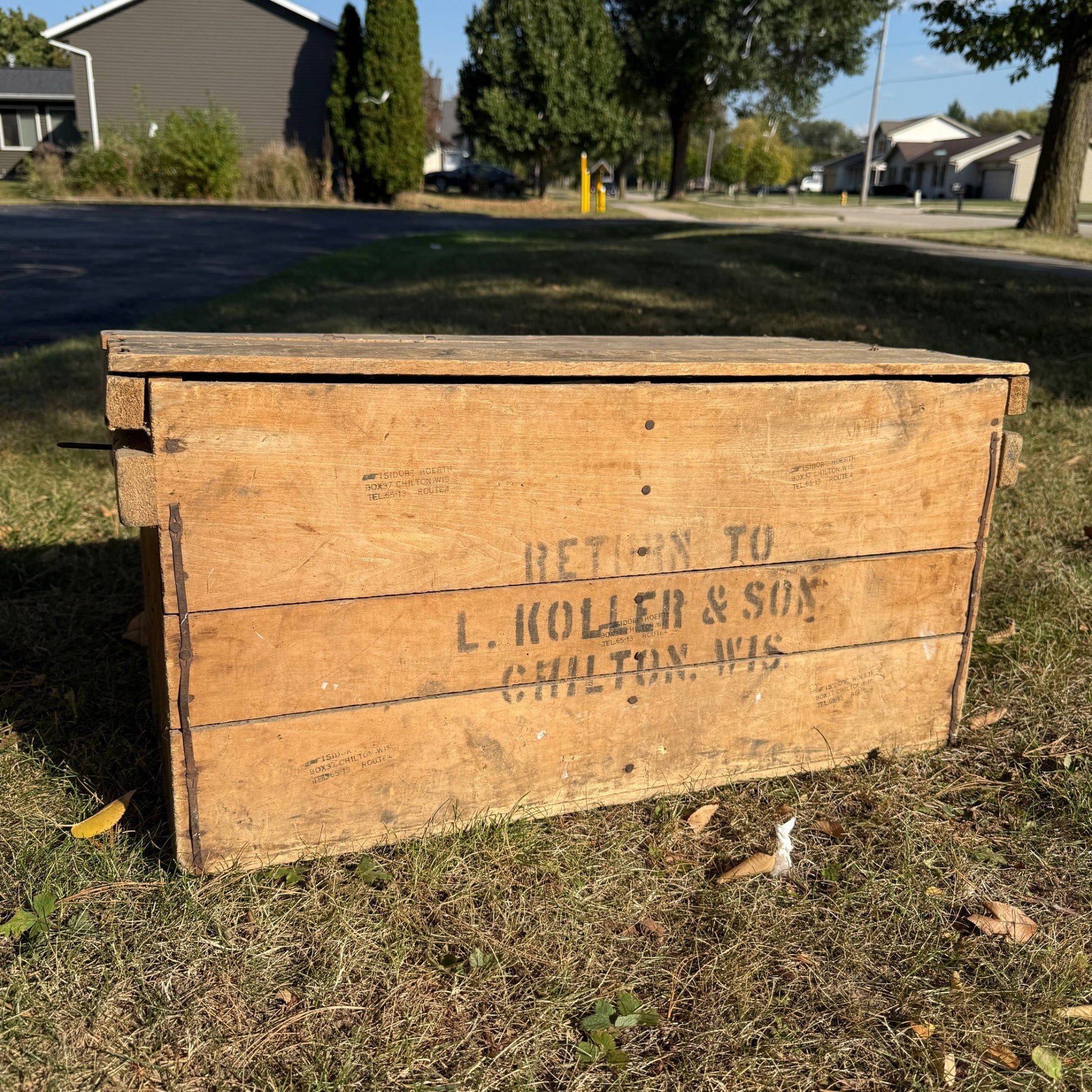 Antique Double Egg Crate Koller & Sons Grocery Chilton Wis Wooden Box