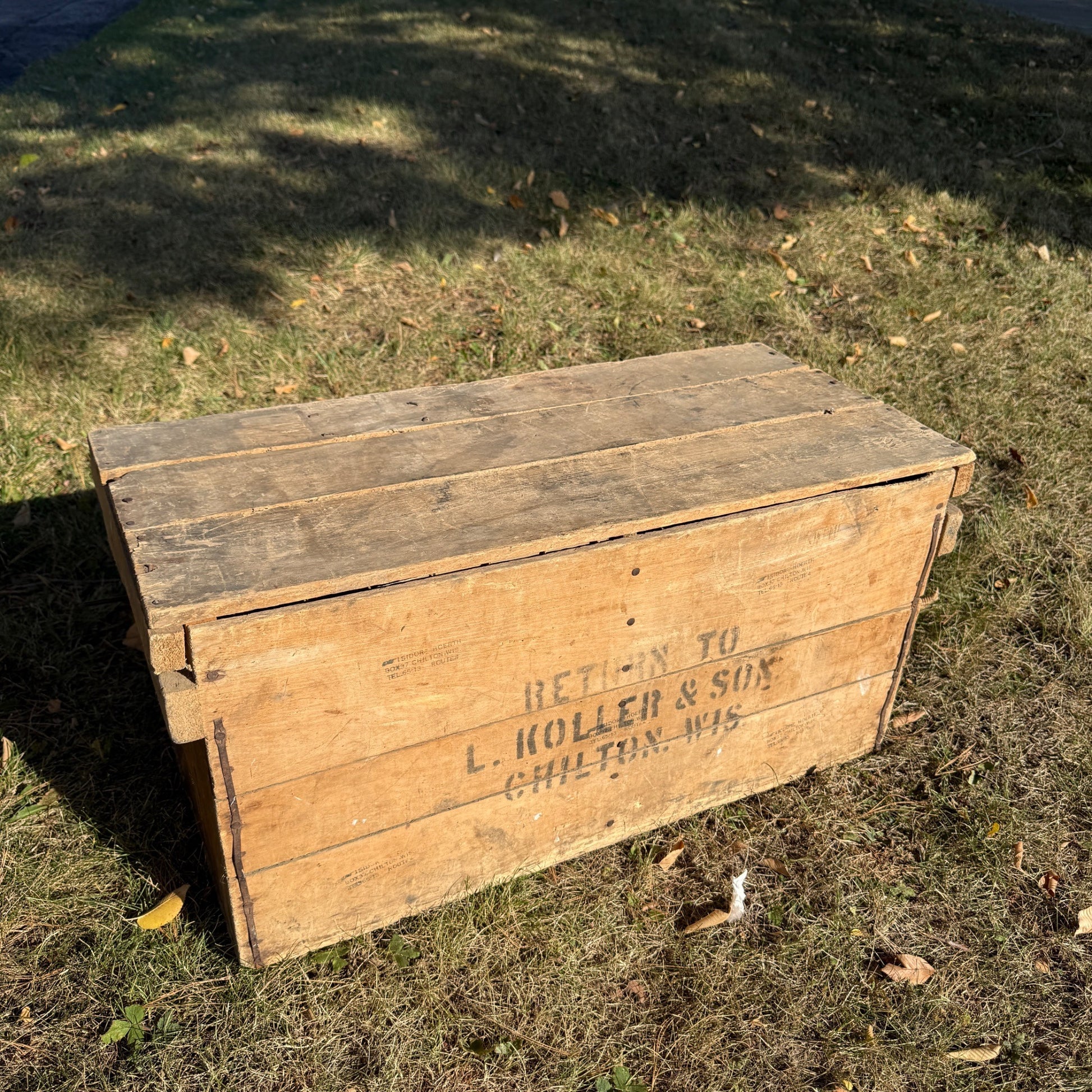 Antique Double Egg Crate Koller & Sons Grocery Chilton Wis Wooden Box