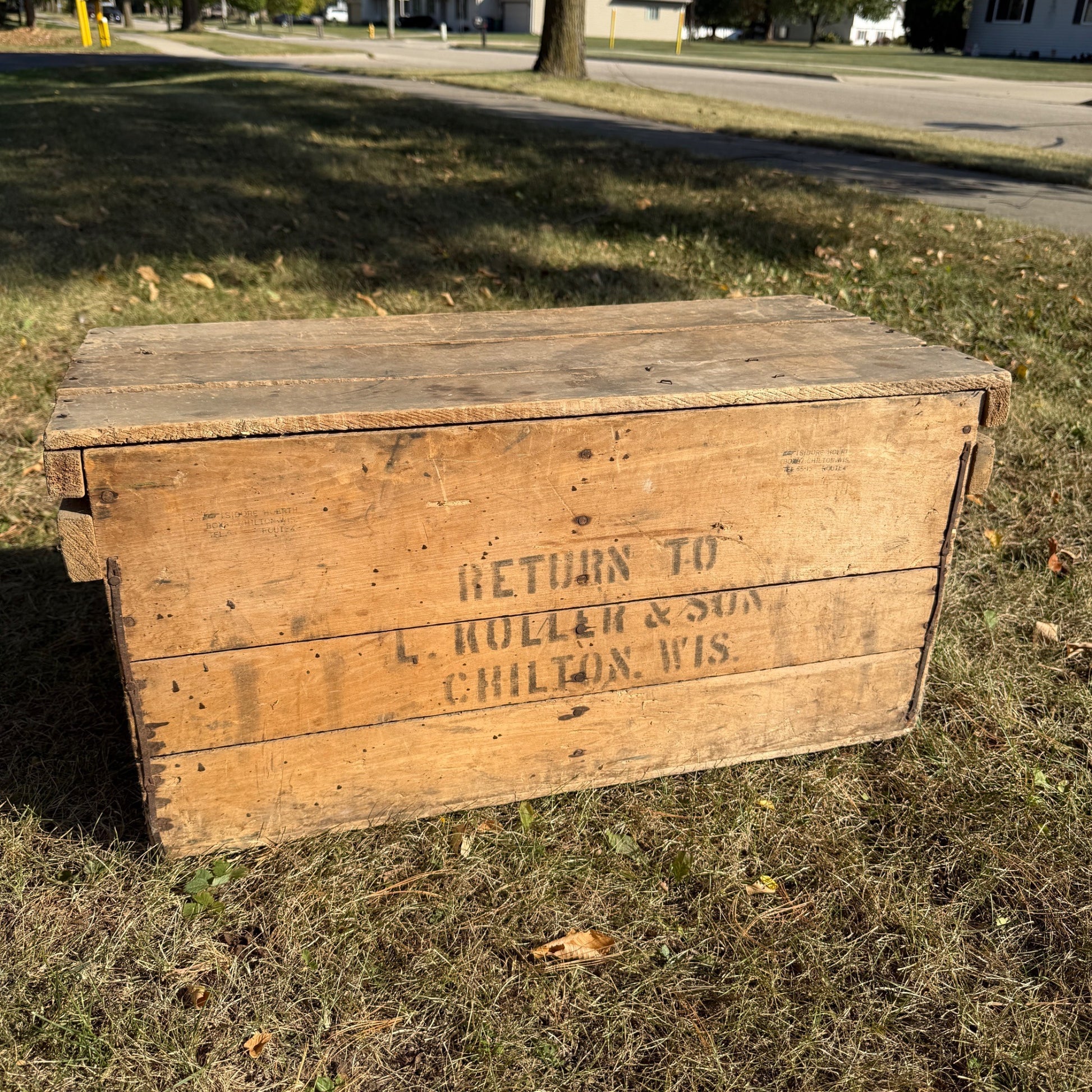Antique Double Egg Crate Koller & Sons Grocery Chilton Wis Wooden Box