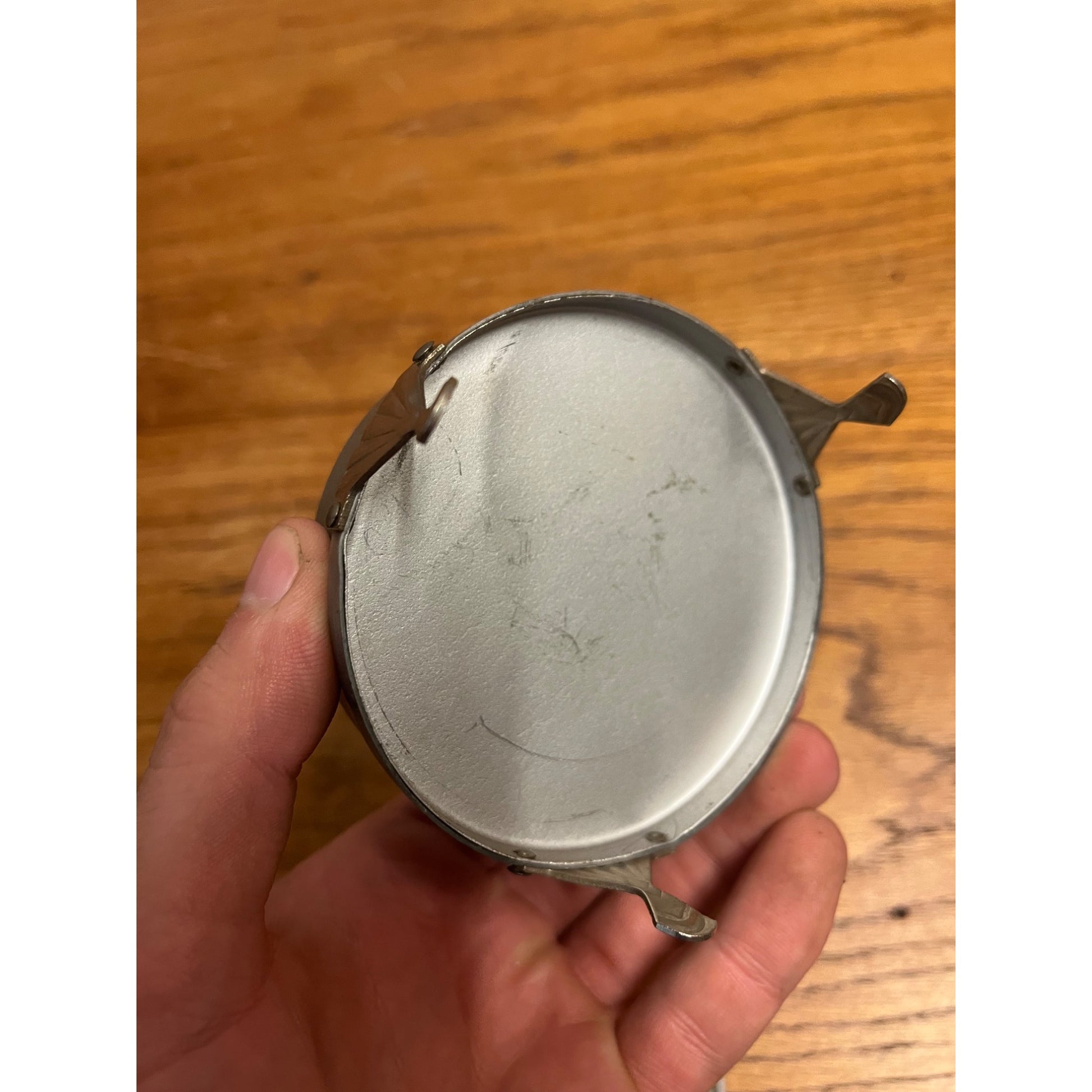 Vintage Art Nouveau Deco Aluminum Footed Powder Jar Makeup Vanity Box
