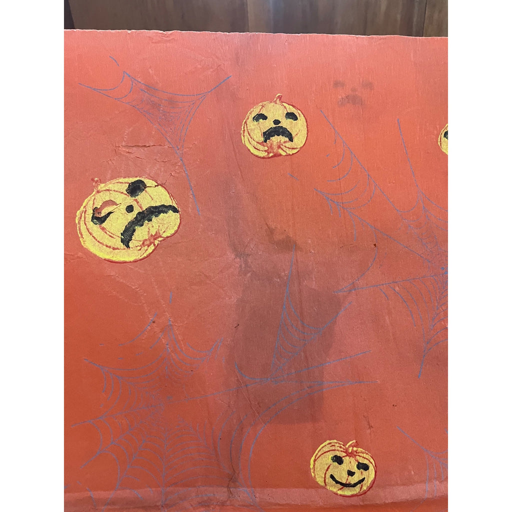 RARE Vintage Halloween Dennison c1926 Crepe Paper Table Cover Flying Witches JOL Spider Webs