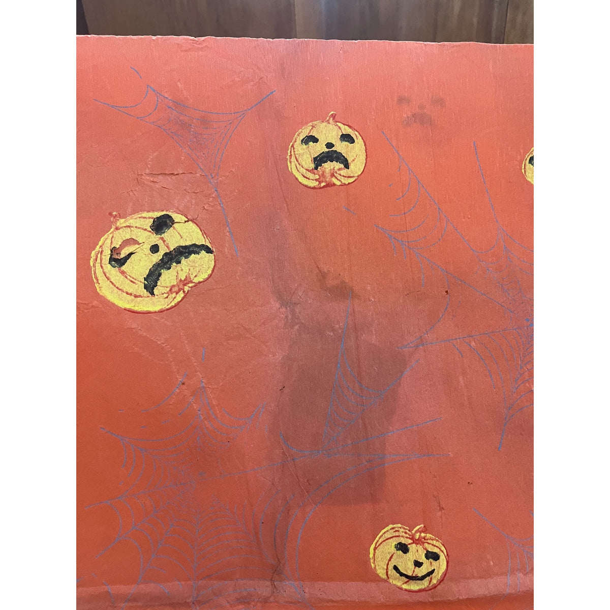 RARE Vintage Halloween Dennison c1926 Crepe Paper Table Cover Flying Witches JOL Spider Webs