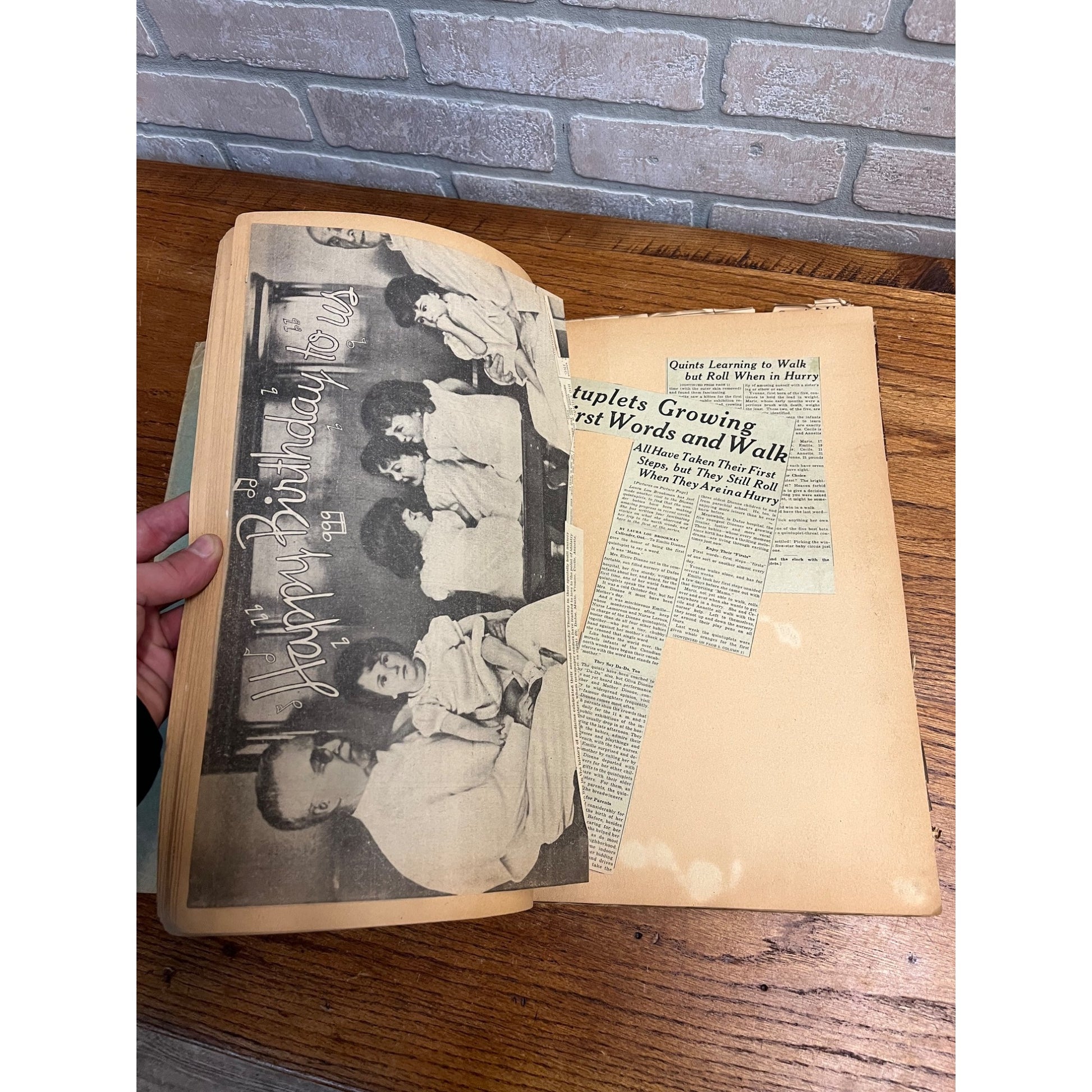 Vintage Dionne Quintuplets Scrapbook Newspaper Clippings Photos
